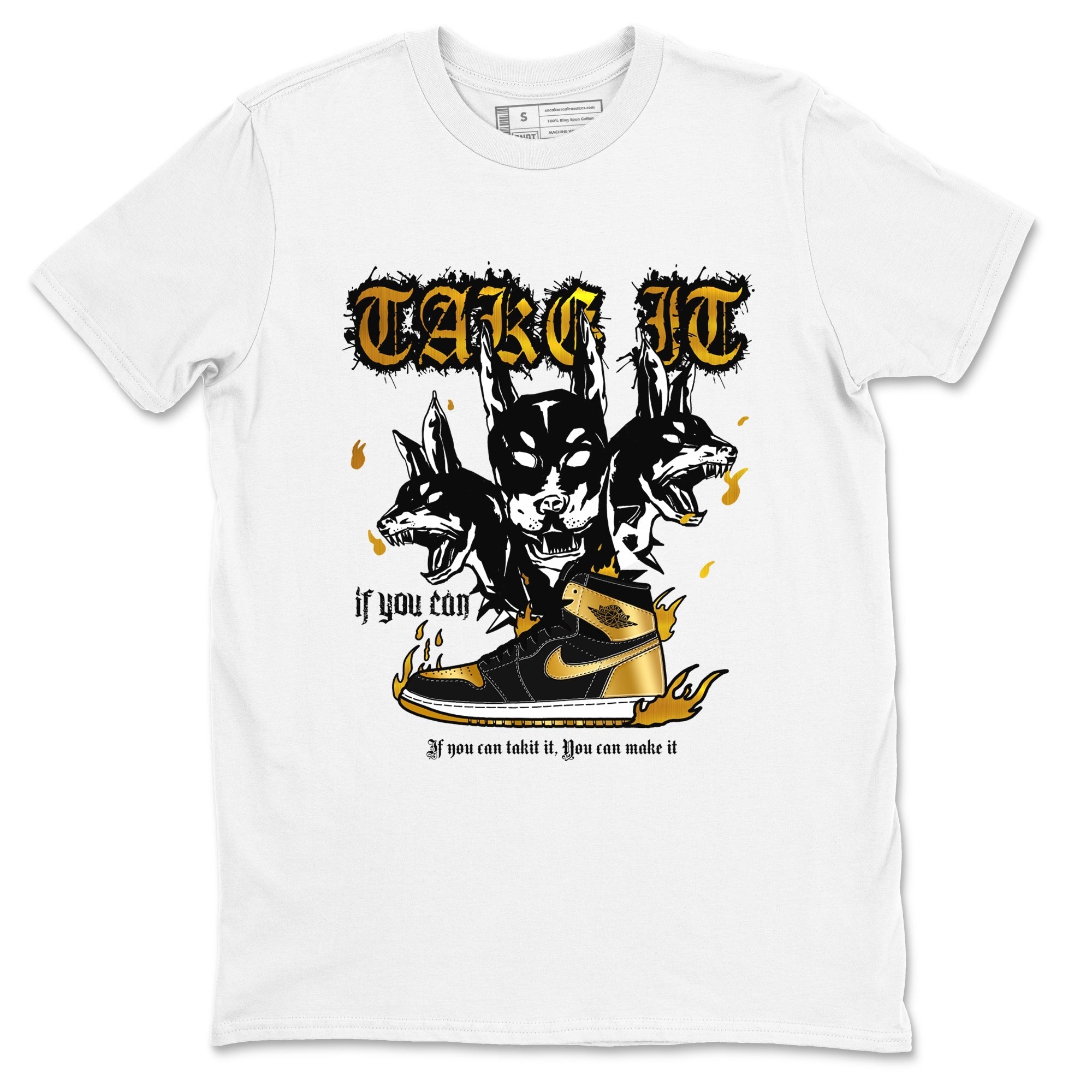 Hell Hounds snkmatch Tees - Air Jordan 1 Black Metallic Gold