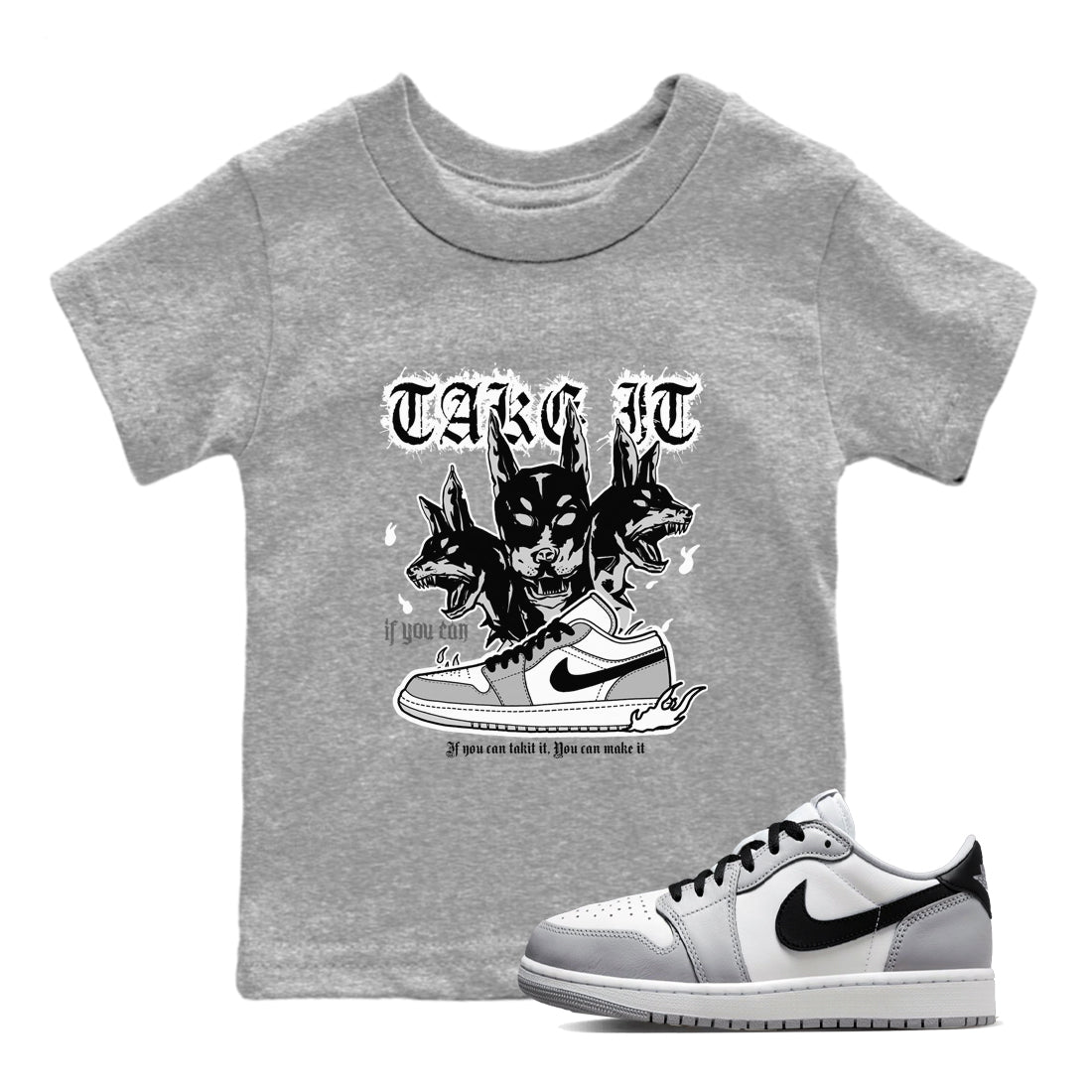 Hell Hounds snkmatch Tees Kids - Air Jordan 1 Wolf Grey