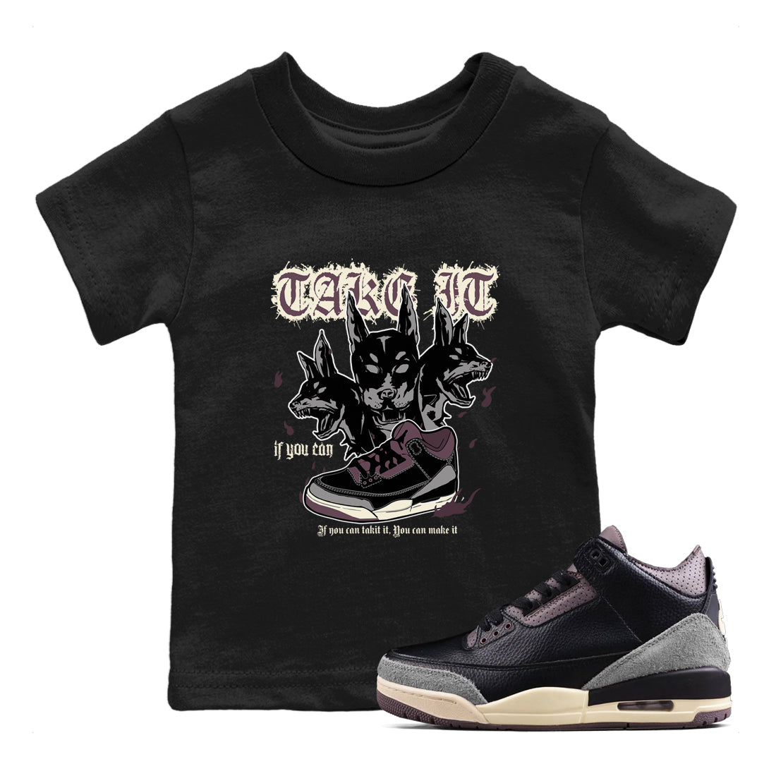 Hell Hounds snkmatch Tees Kids - Air Jordan 3 A Ma Maniere x Black