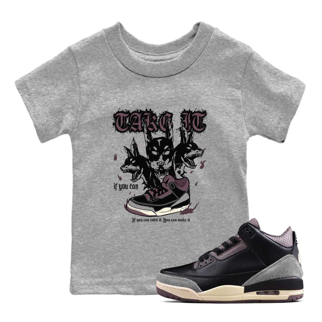 Hell Hounds snkmatch Tees Kids - Air Jordan 3 A Ma Maniere x Black
