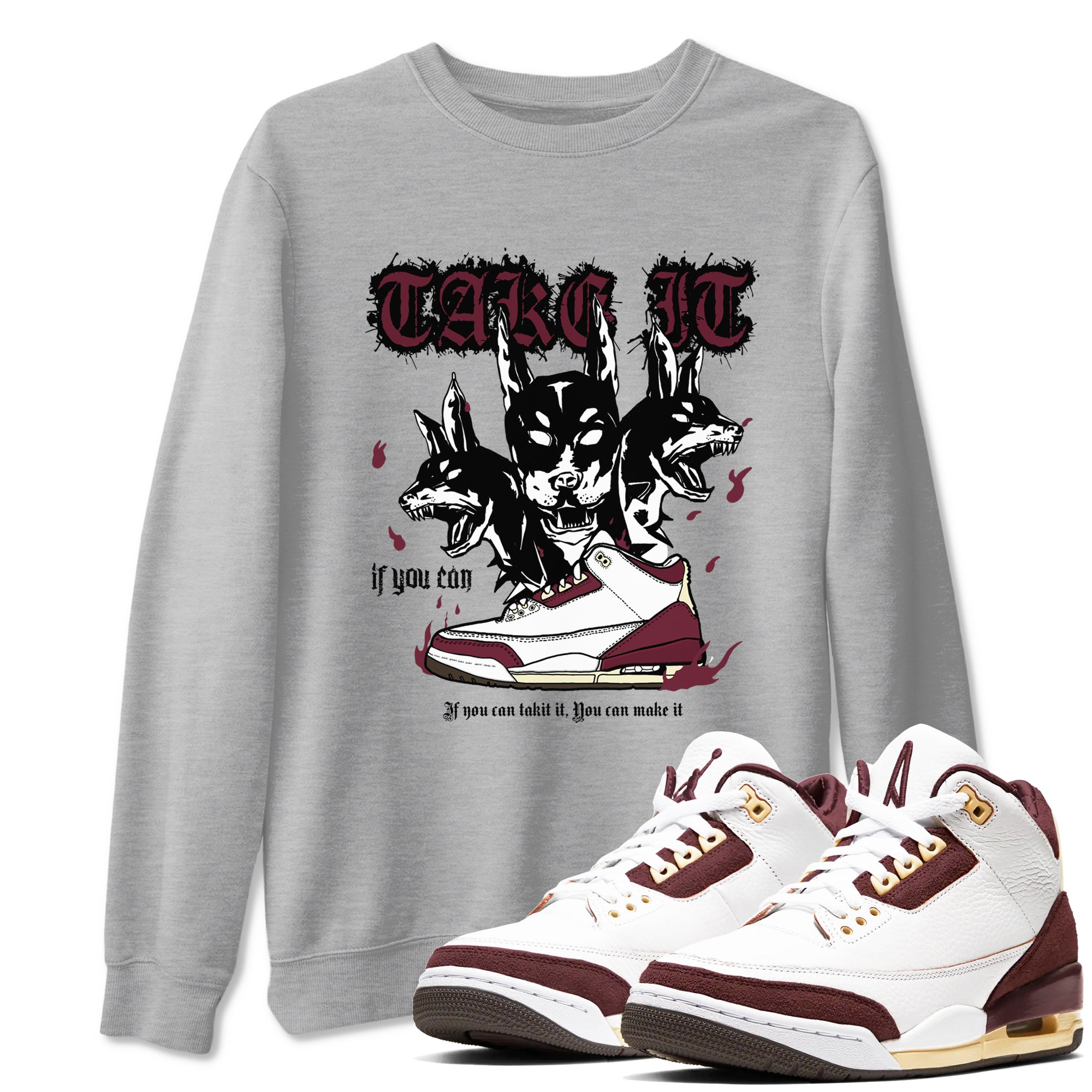 Hell Hounds snkmatch Tees - Air Jordan 3 A Ma Maniere x Burgundy Crush