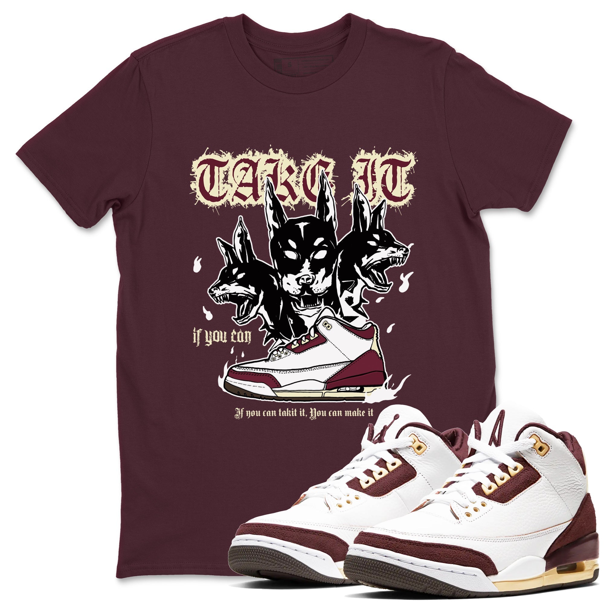 Hell Hounds snkmatch Tees - Air Jordan 3 A Ma Maniere x Burgundy Crush