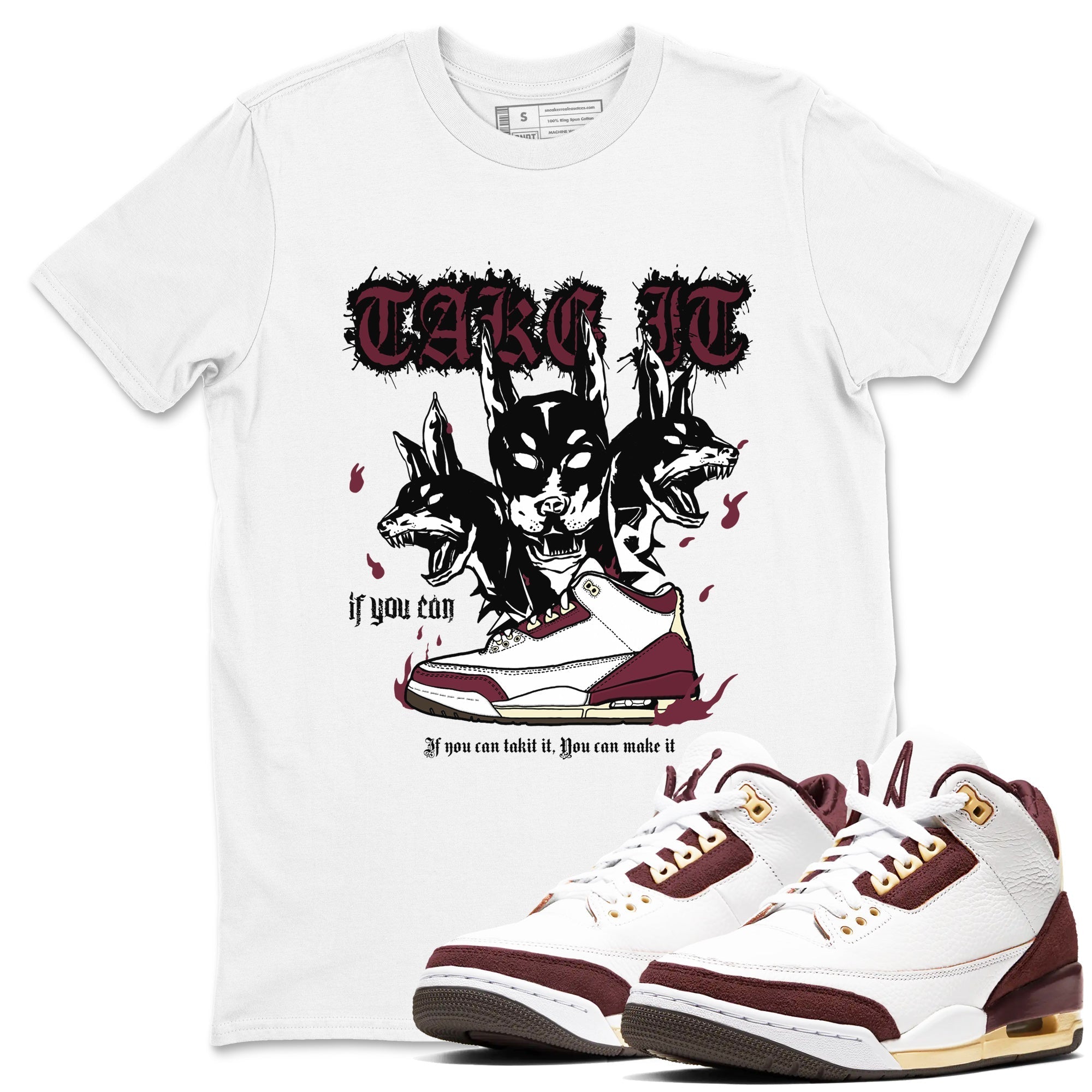 Hell Hounds snkmatch Tees - Air Jordan 3 A Ma Maniere x Burgundy Crush