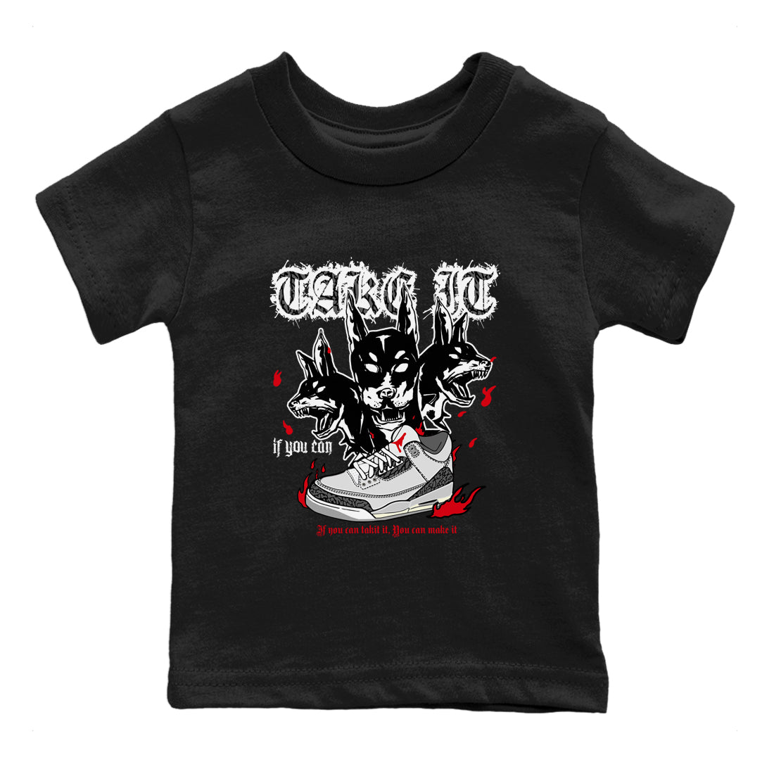 Hell Hounds snkmatch Tees Kids - Air Jordan 3 Cement Grey