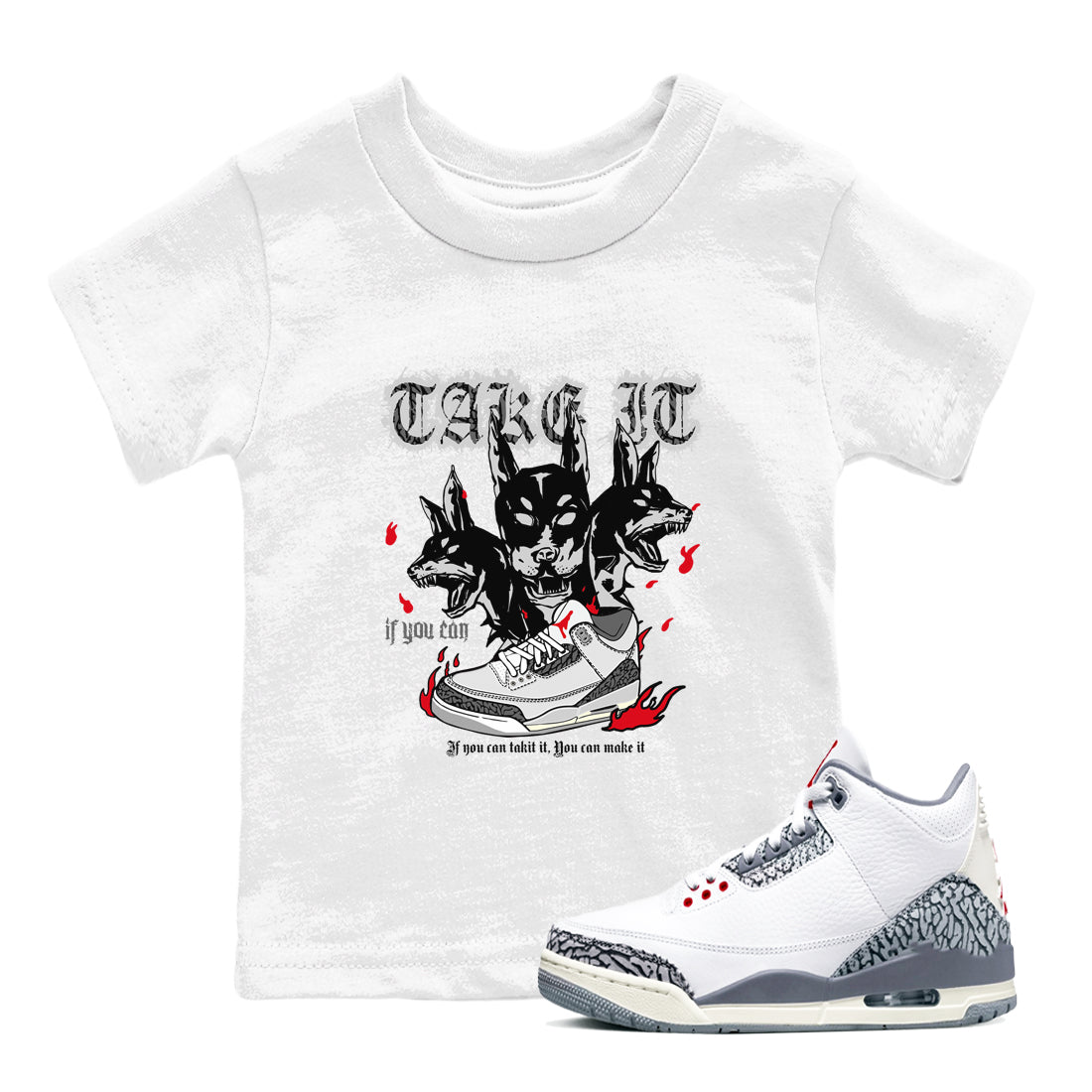 Hell Hounds snkmatch Tees Kids - Air Jordan 3 Cement Grey