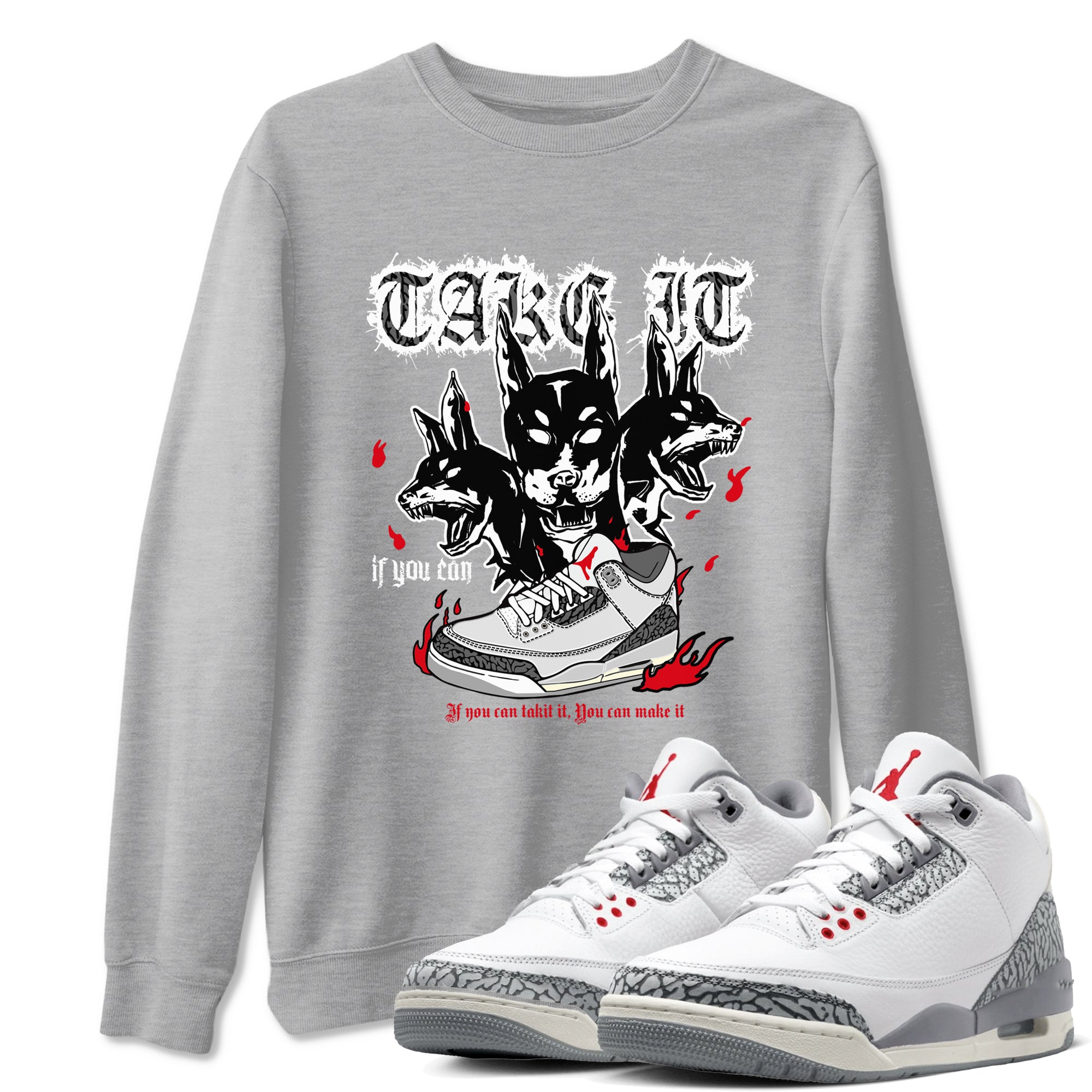 Hell Hounds snkmatch Tees - Air Jordan 3 Cement Grey
