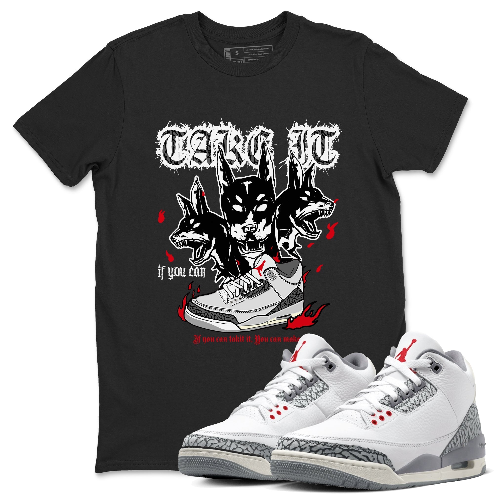 Hell Hounds snkmatch Tees - Air Jordan 3 Cement Grey