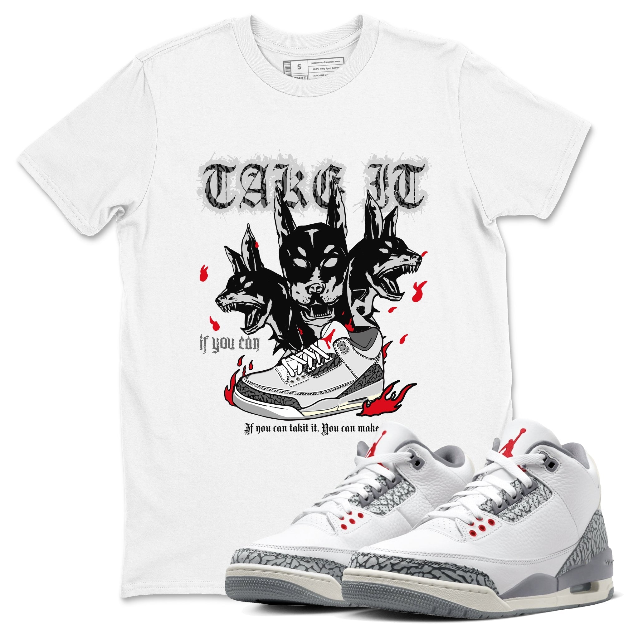 Hell Hounds snkmatch Tees - Air Jordan 3 Cement Grey