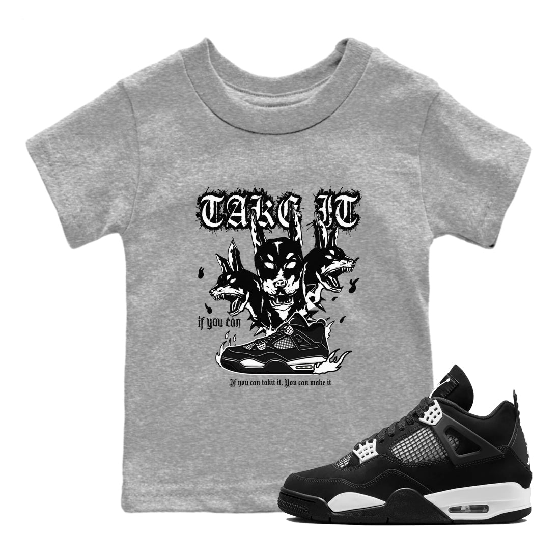 Hell Hounds snkmatch Tees Kids - Air Jordan 4 White Thunder