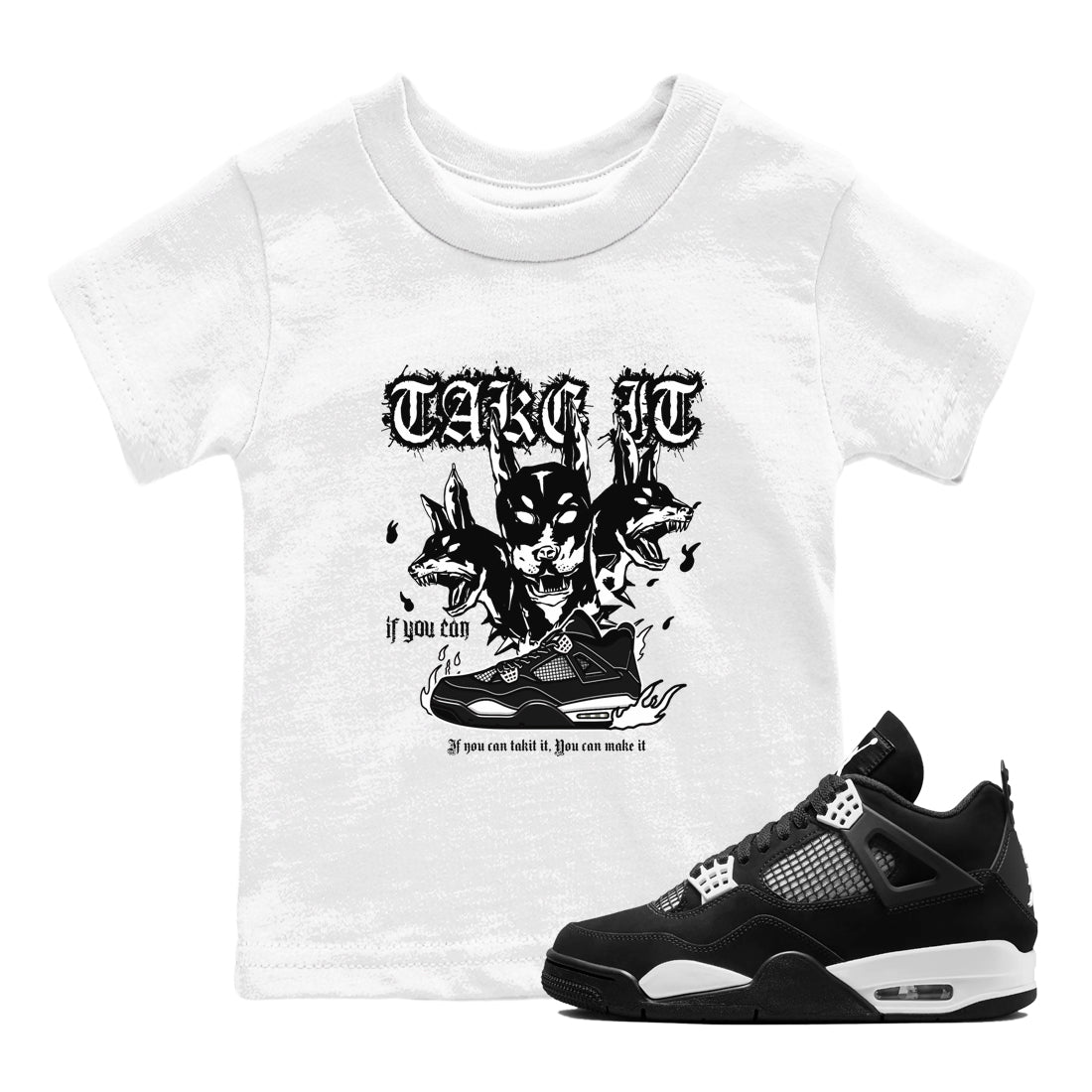 Hell Hounds snkmatch Tees Kids - Air Jordan 4 White Thunder