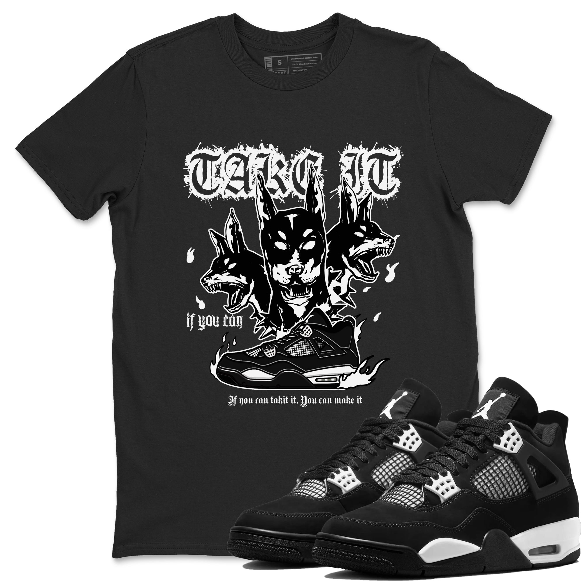 Hell Hounds snkmatch Tees - Air Jordan 4 White Thunder