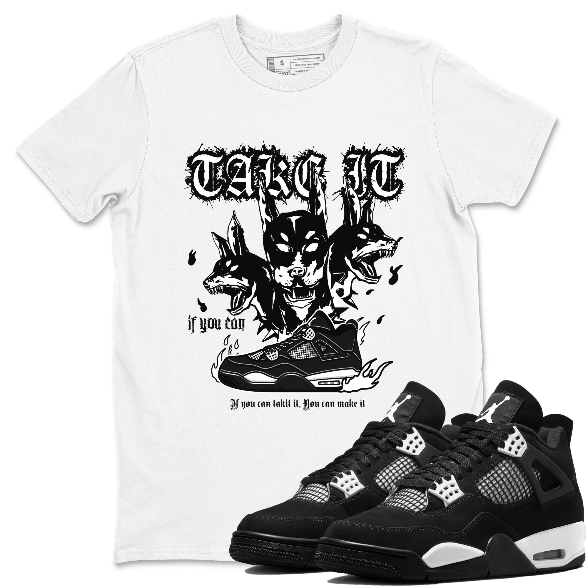 Hell Hounds snkmatch Tees - Air Jordan 4 White Thunder