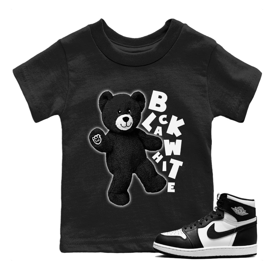 Hello Bear Kids Tops - Air Jordan 1 Black White