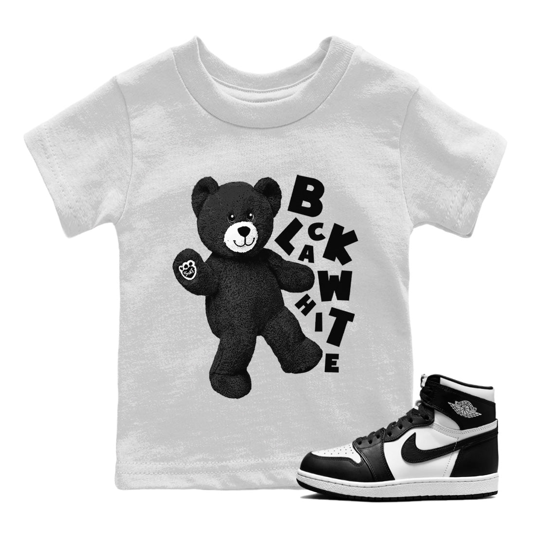 Hello Bear Kids Tops - Air Jordan 1 Black White