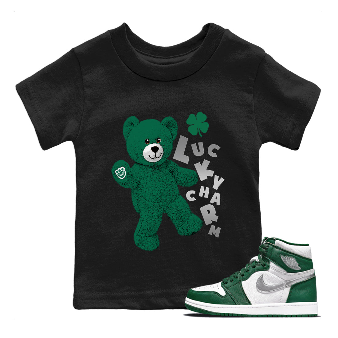 Hello Bear Kids Tops - Air Jordan 1 Gorge Green