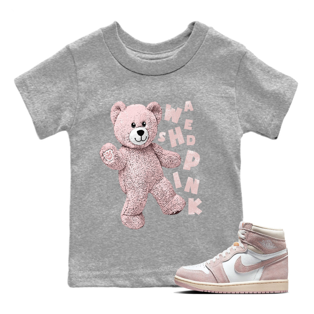 Hello Bear Kids Tops - Air Jordan 1 Washed Pink