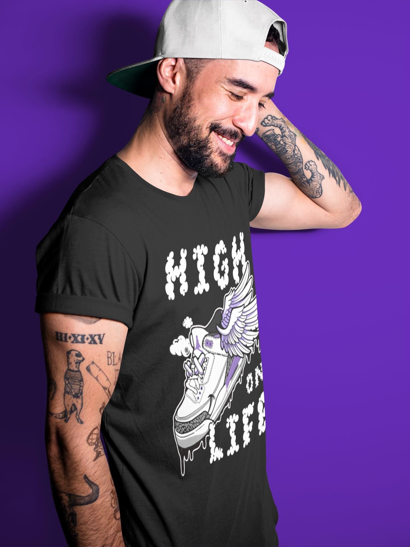 High On Life Unisex Tops - Air Jordan 3 Dark Iris