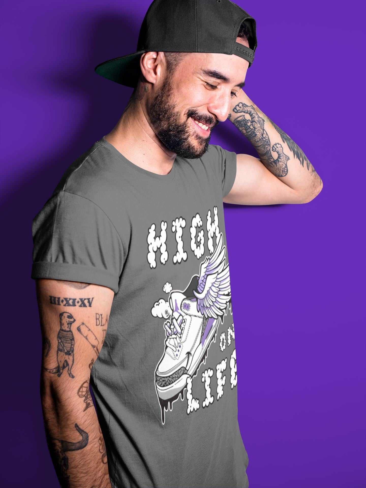 High On Life Unisex Tops - Air Jordan 3 Dark Iris