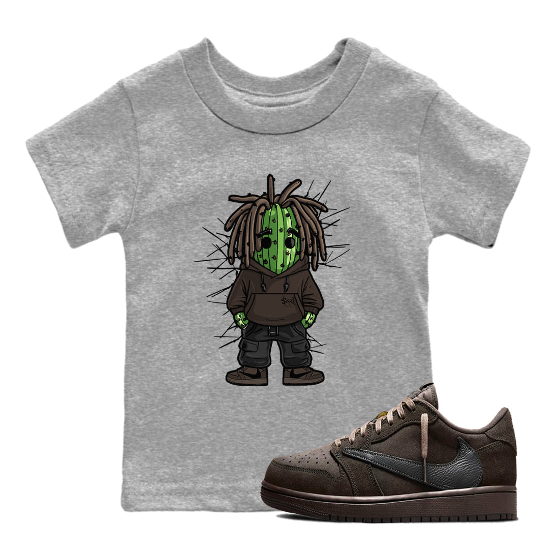 Hip Hop Cactus snkmatch Tees Kids - Air Jordan 1 Travis Scott Velvet Brown