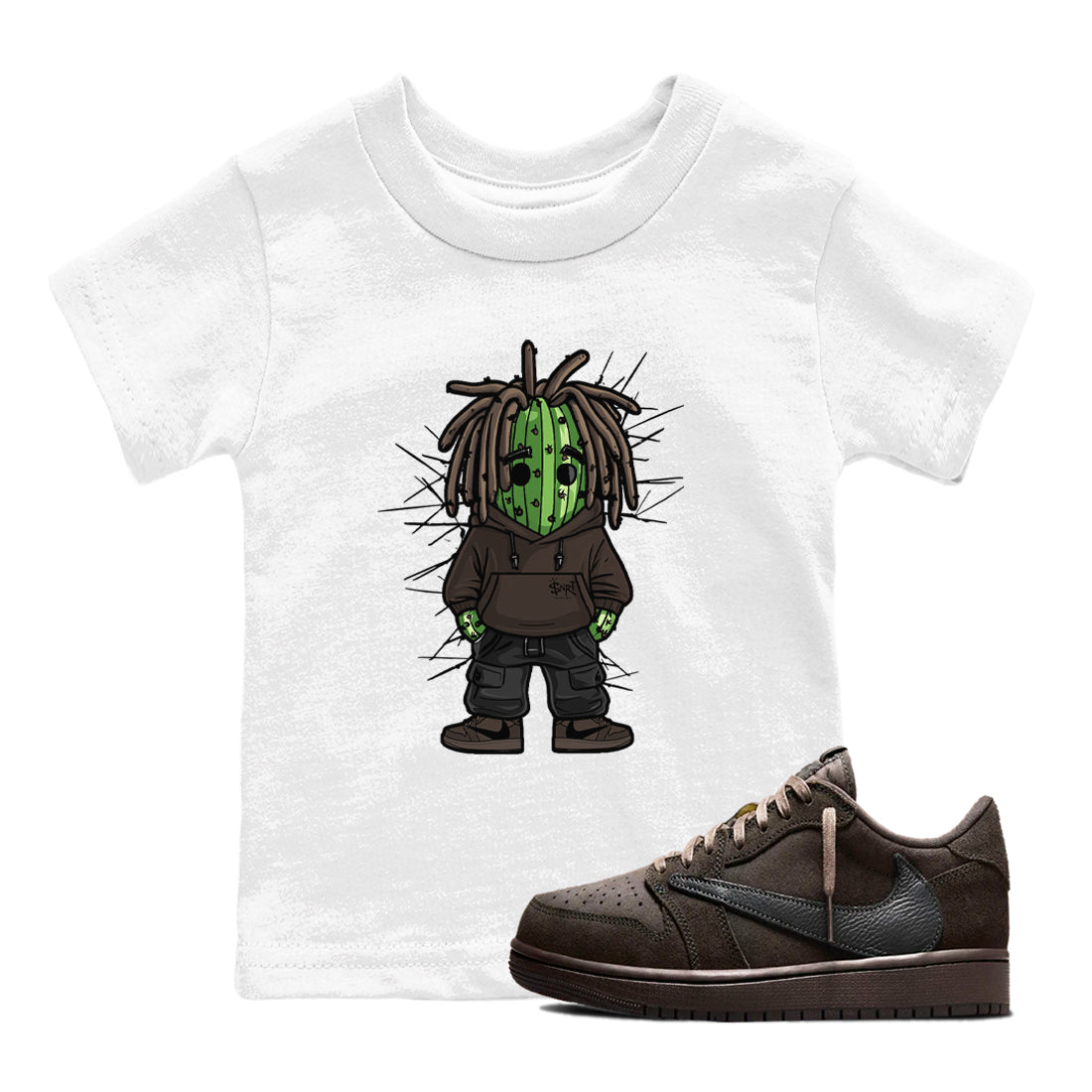Hip Hop Cactus snkmatch Tees Kids - Air Jordan 1 Travis Scott Velvet Brown