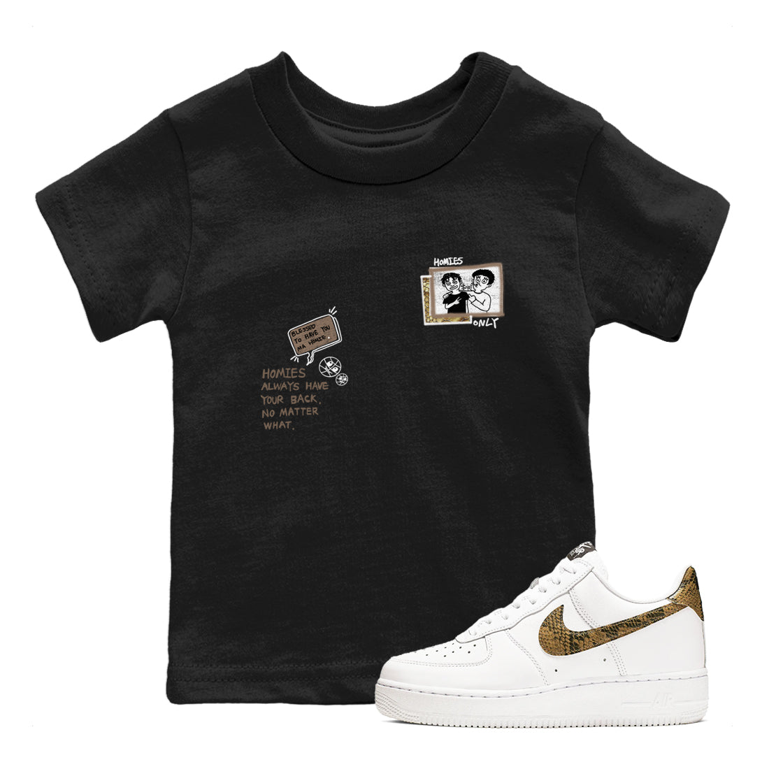 Homies Only snkmatch Tees Kids - Air Force 1 Ivory Snake