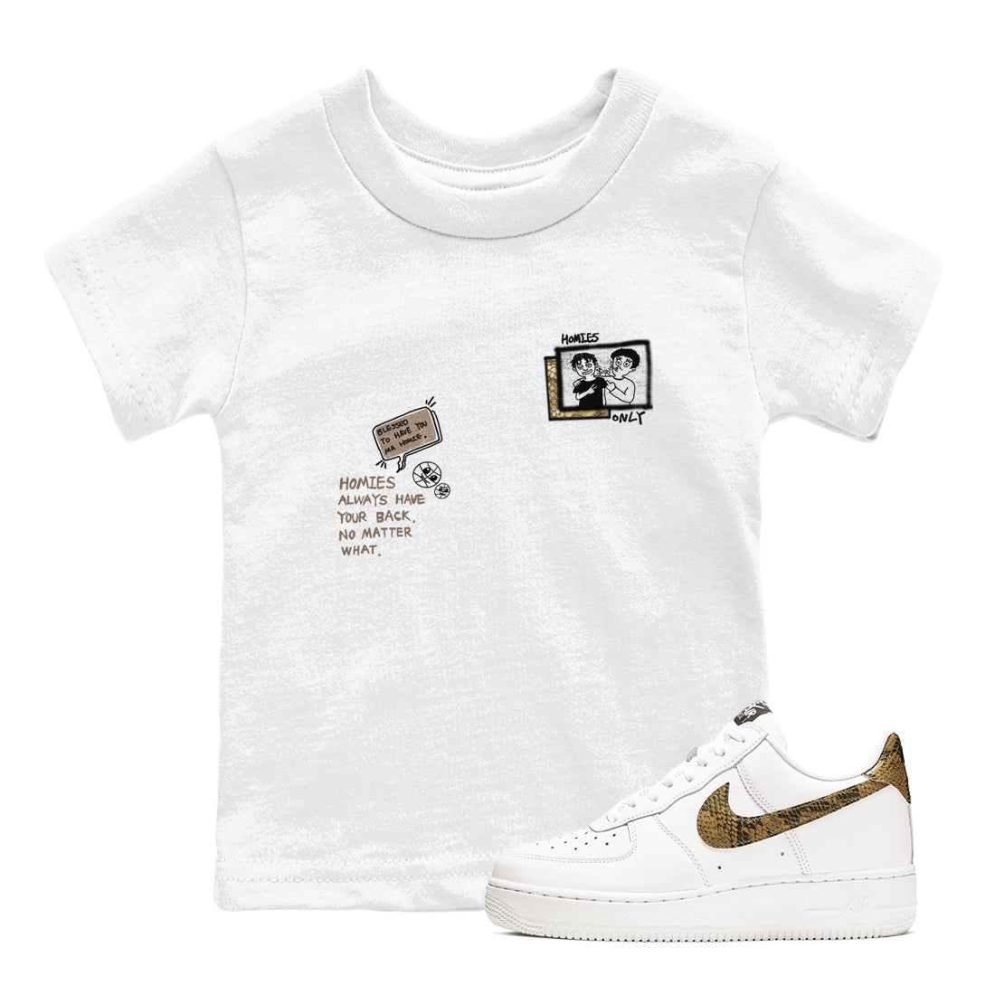 Homies Only snkmatch Tees Kids - Air Force 1 Ivory Snake