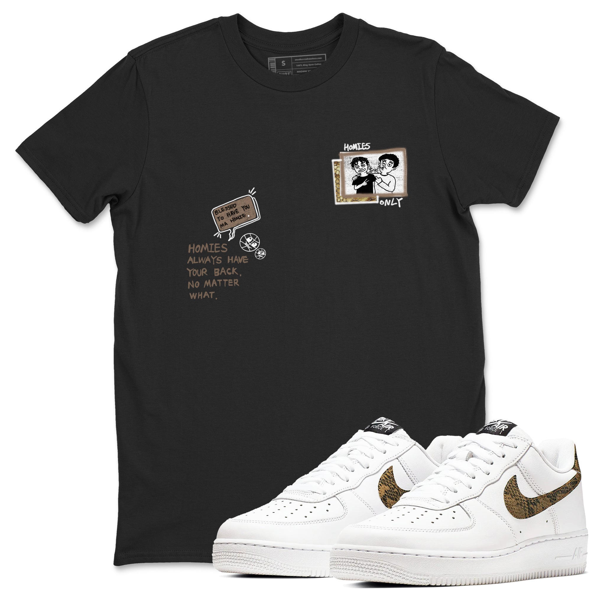 Homies Only snkmatch Tees - Air Force 1 Ivory Snake