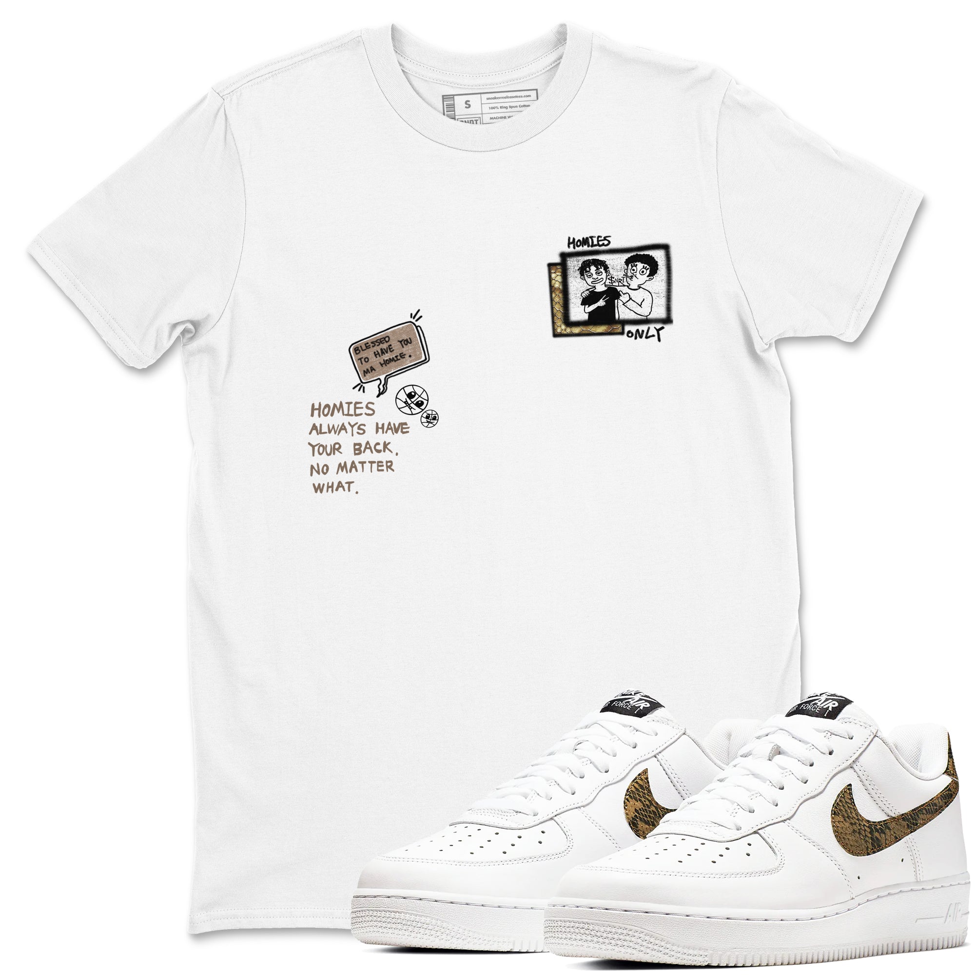 Homies Only snkmatch Tees - Air Force 1 Ivory Snake