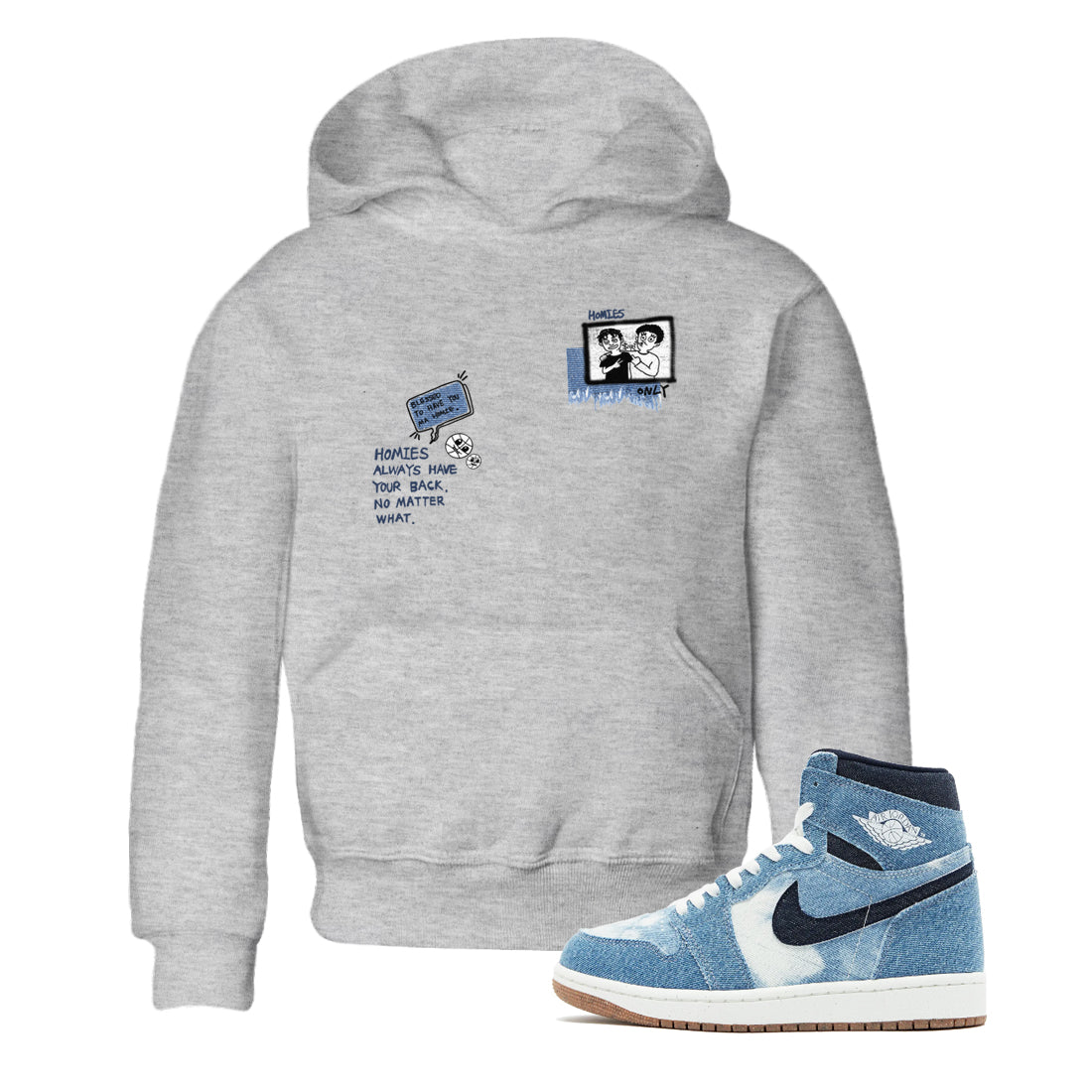Homies Only snkmatch Tees Kids - Air Jordan 1 Denim 2024