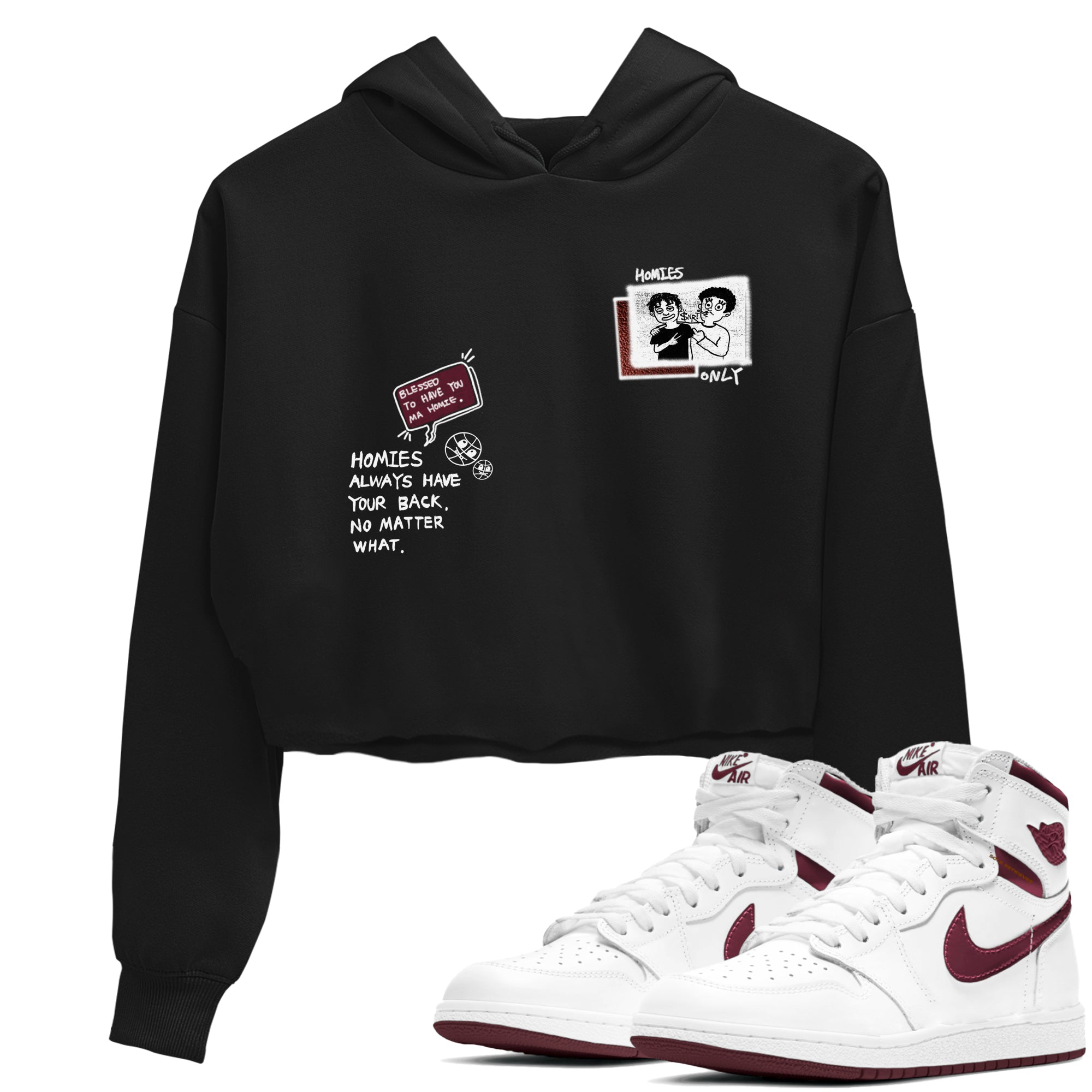 Homies Only snkmatch Women's Top - Air Jordan 1 Metallic Burgundy