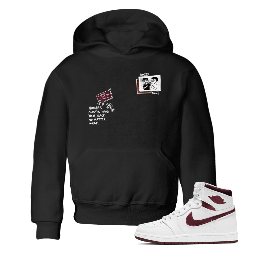 Homies Only snkmatch Tees Kids - Air Jordan 1 Metallic Burgundy
