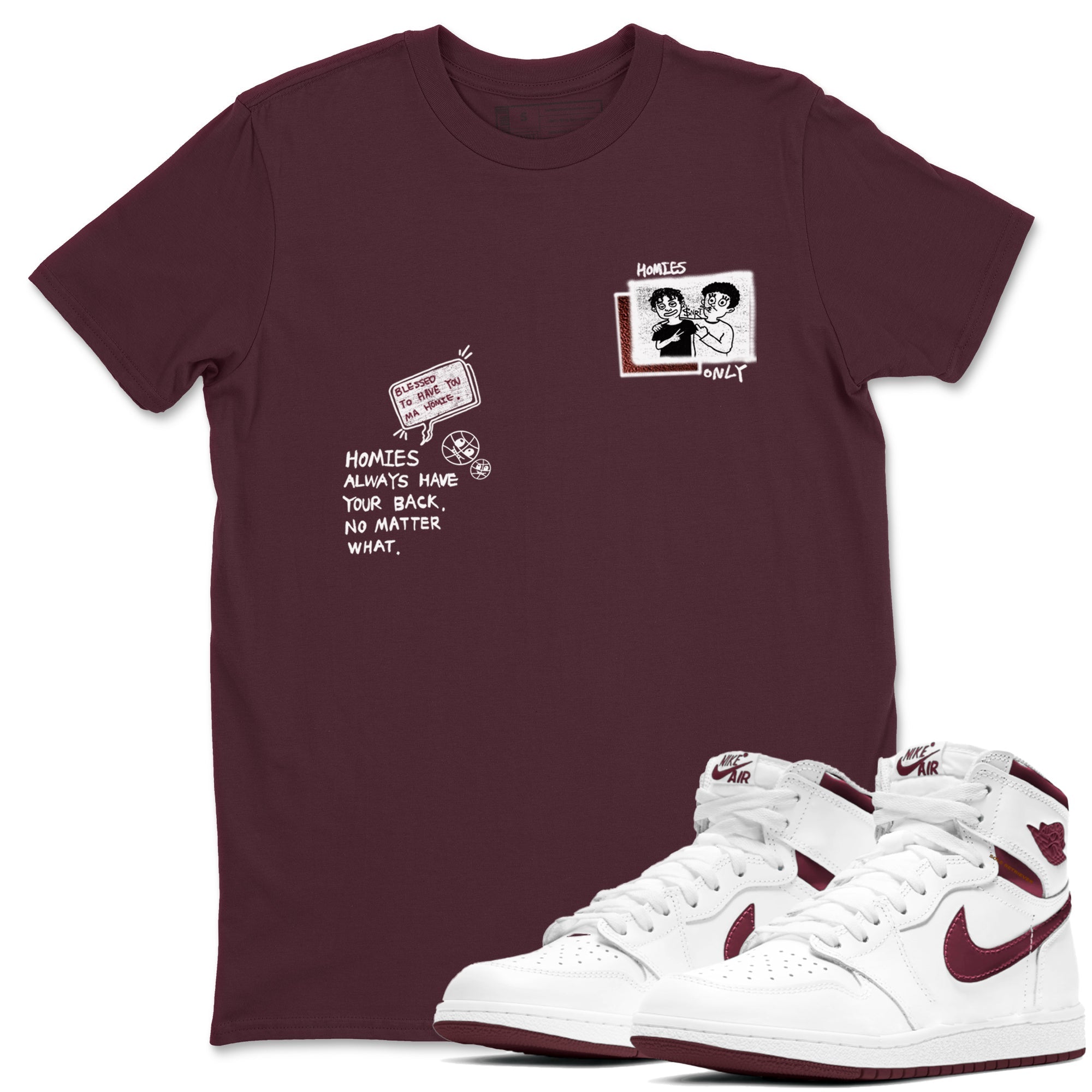 Homies Only snkmatch Tees - Air Jordan 1 Metallic Burgundy
