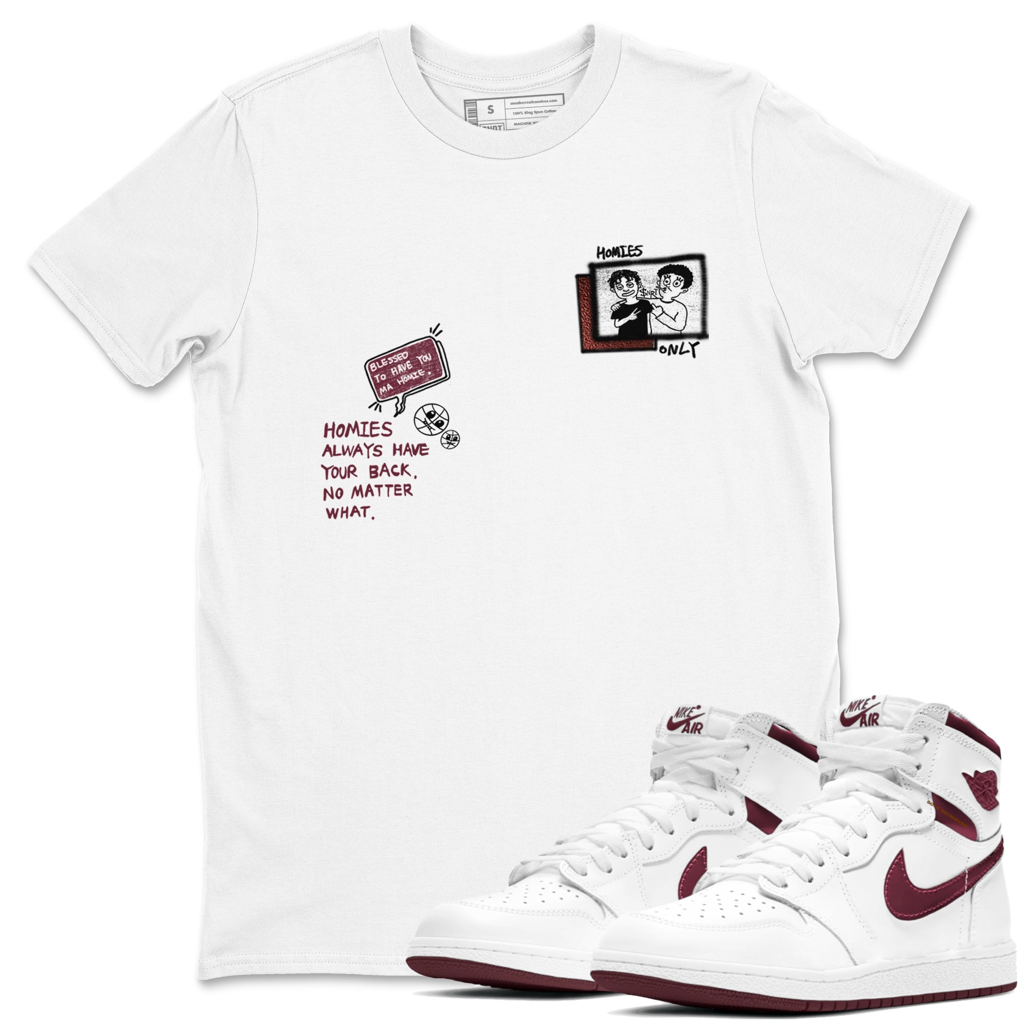 Homies Only snkmatch Tees - Air Jordan 1 Metallic Burgundy