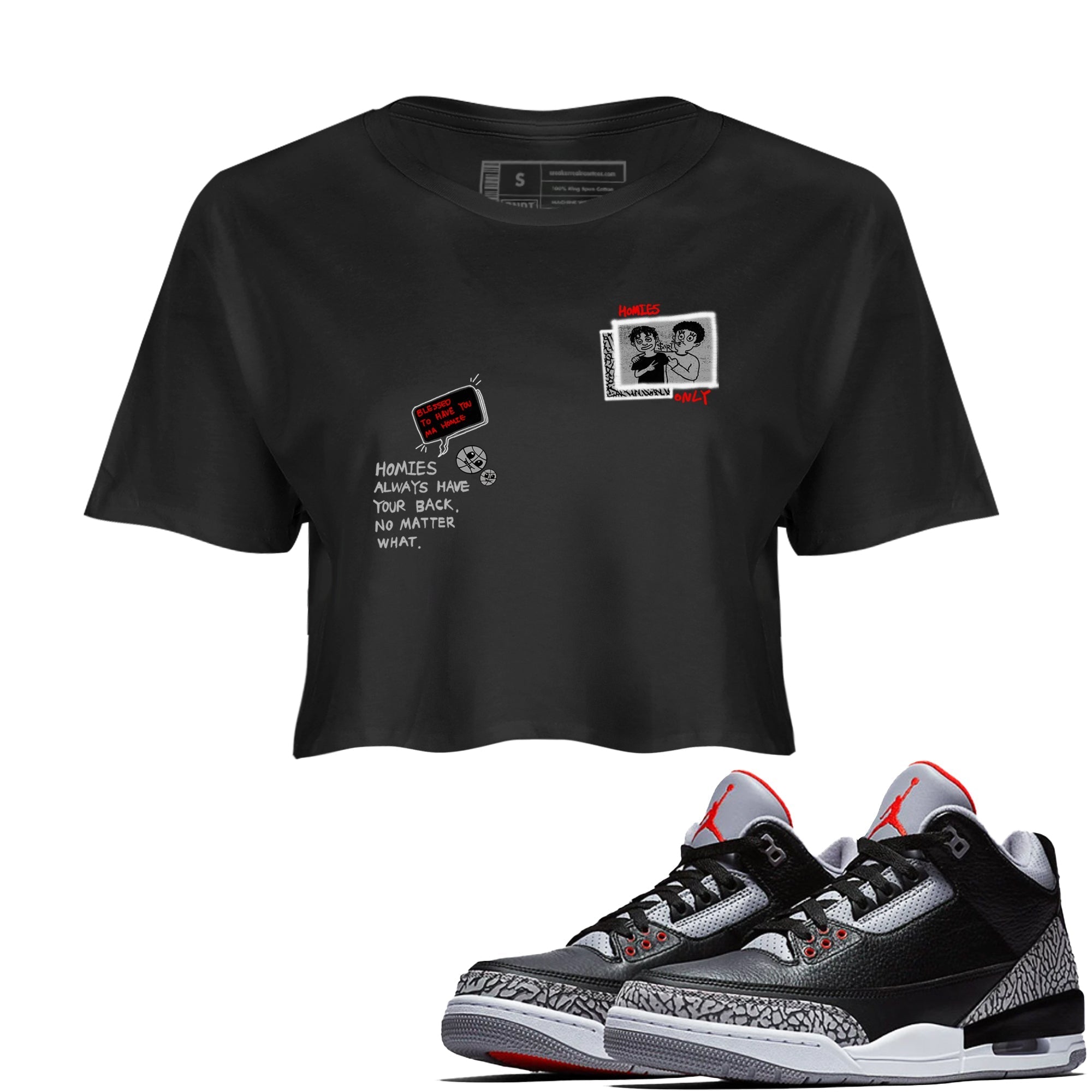 Homies Only snkmatch Women's Top - Air Jordan 3 Black Cement