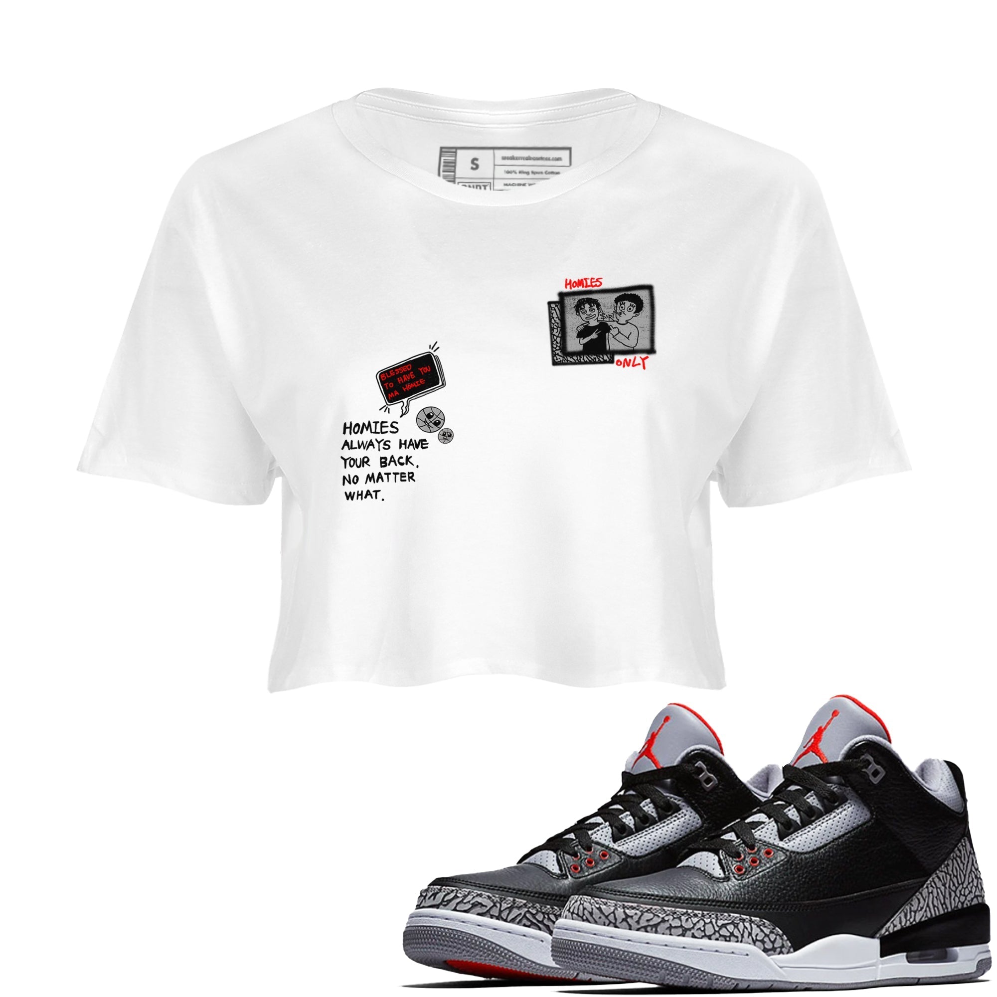 Homies Only snkmatch Women's Top - Air Jordan 3 Black Cement