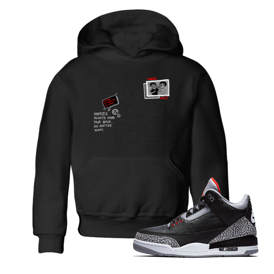 Homies Only snkmatch Tees Kids - Air Jordan 3 Black Cement
