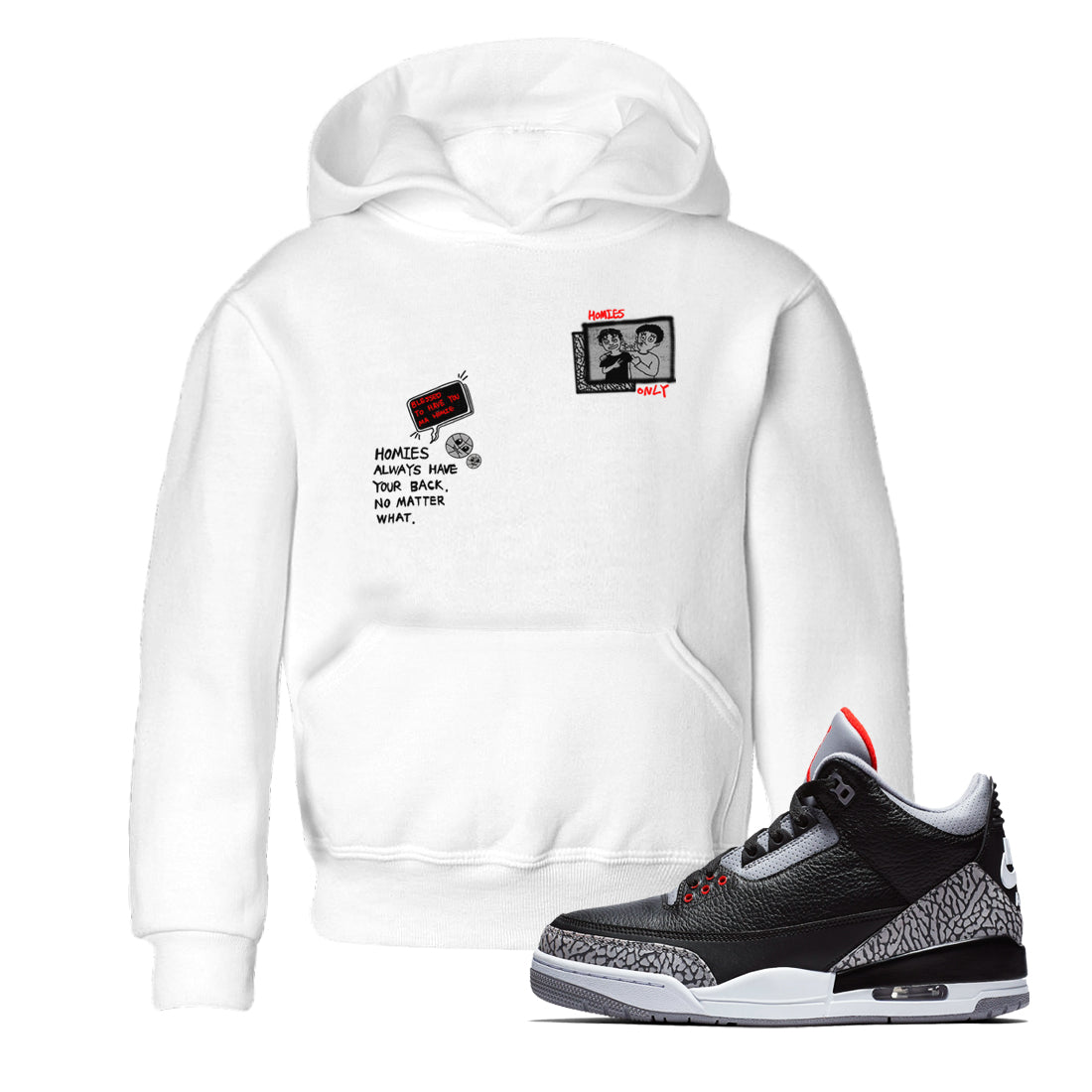Homies Only snkmatch Tees Kids - Air Jordan 3 Black Cement