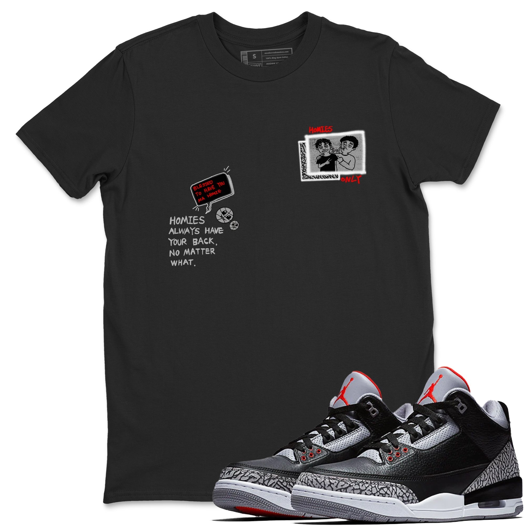Homies Only snkmatch Tees - Air Jordan 3 Black Cement