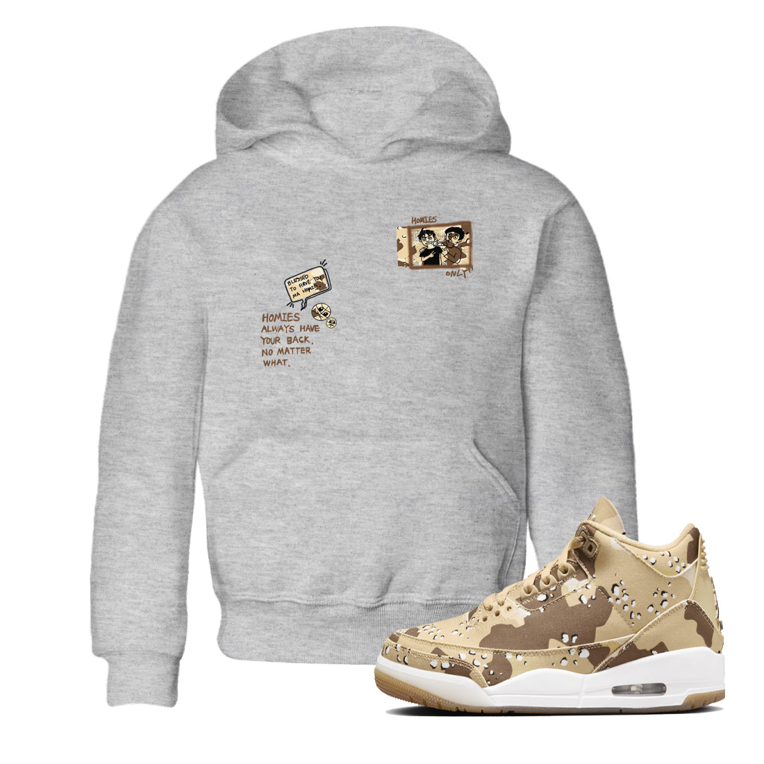 Homies Only snkmatch Tees Kids - Air Jordan 3 Desert Camo