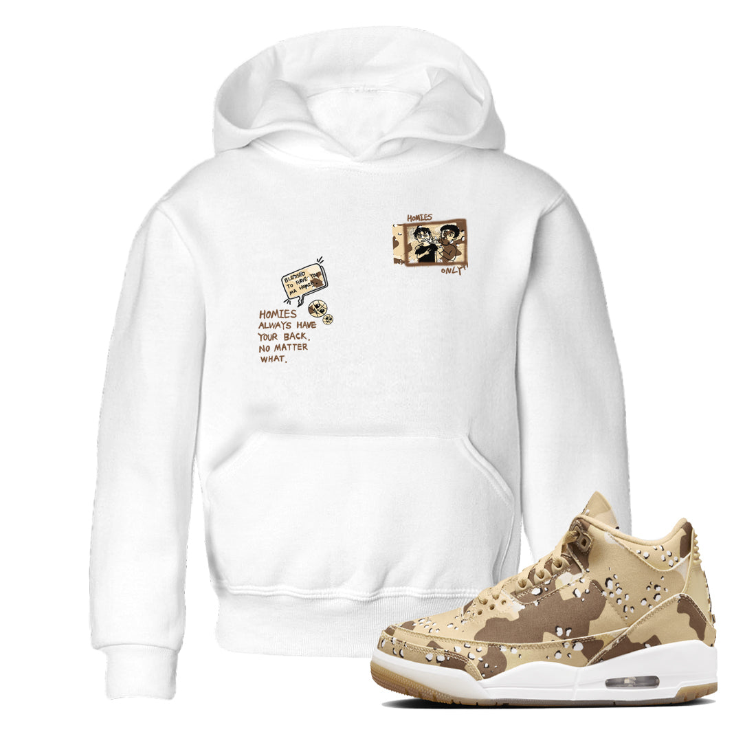 Homies Only snkmatch Tees Kids - Air Jordan 3 Desert Camo