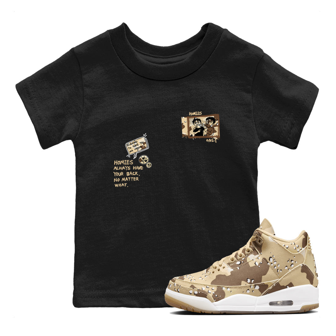 Homies Only snkmatch Tees Kids - Air Jordan 3 Desert Camo