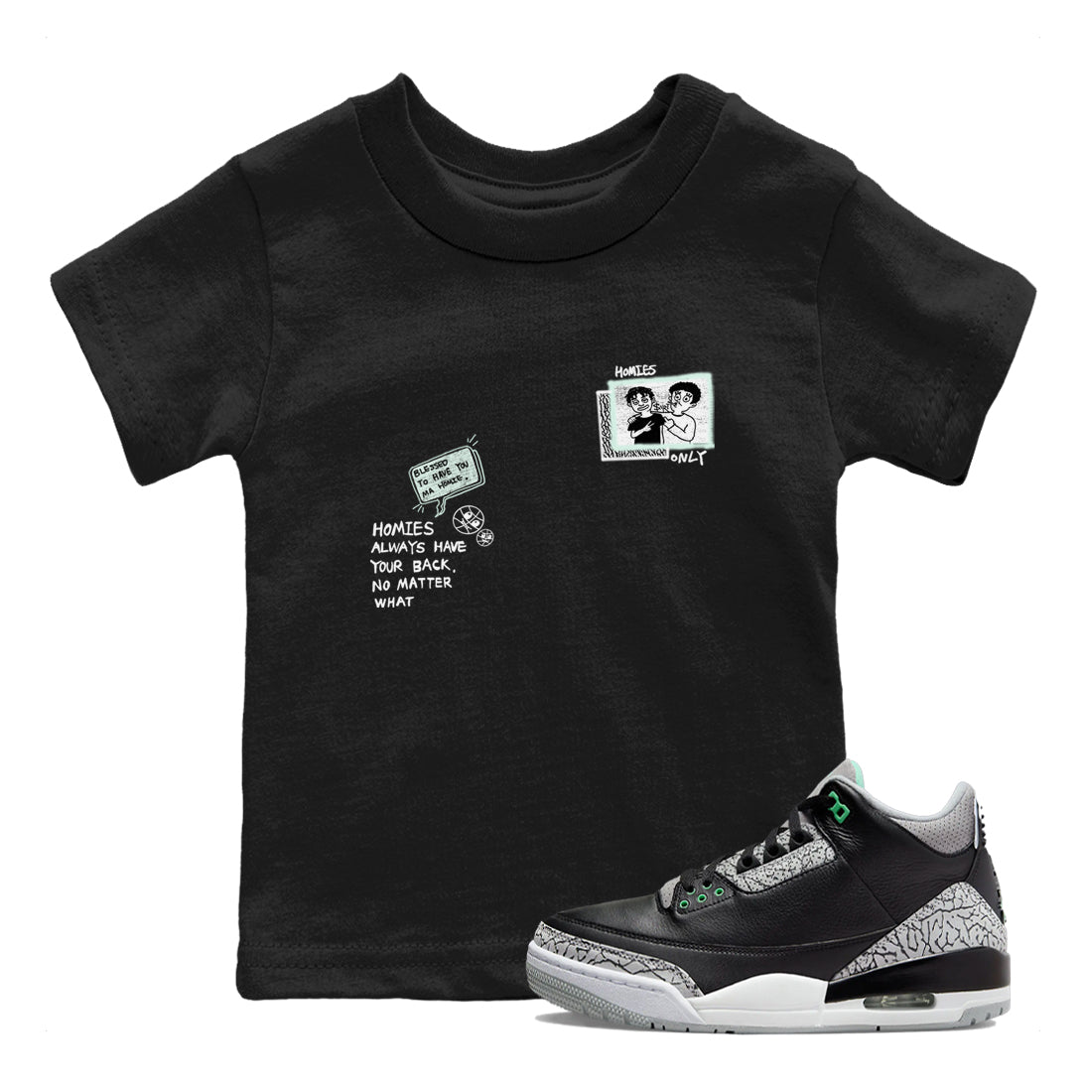 Homies Only snkmatch Tees Kids - Air Jordan 3 Green Glow