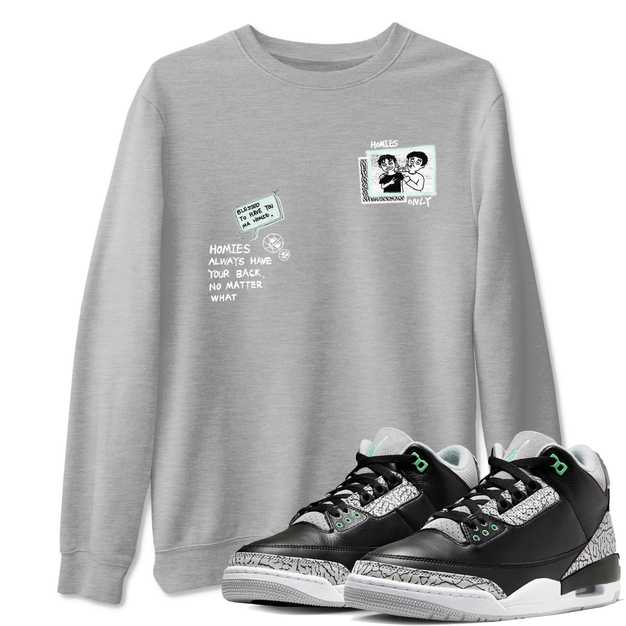 Homies Only snkmatch Tees - Air Jordan 3 Green Glow