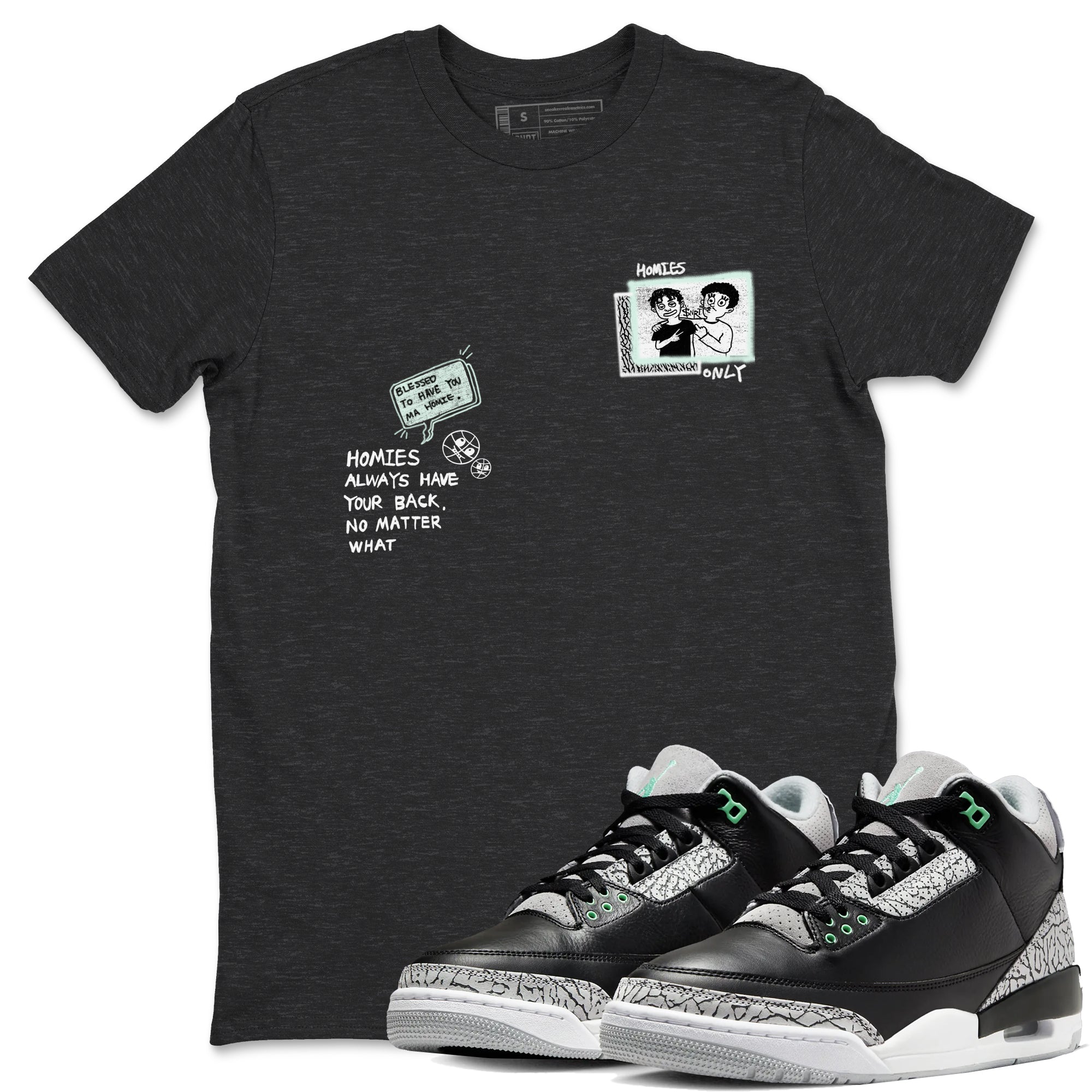 Homies Only snkmatch Tees - Air Jordan 3 Green Glow