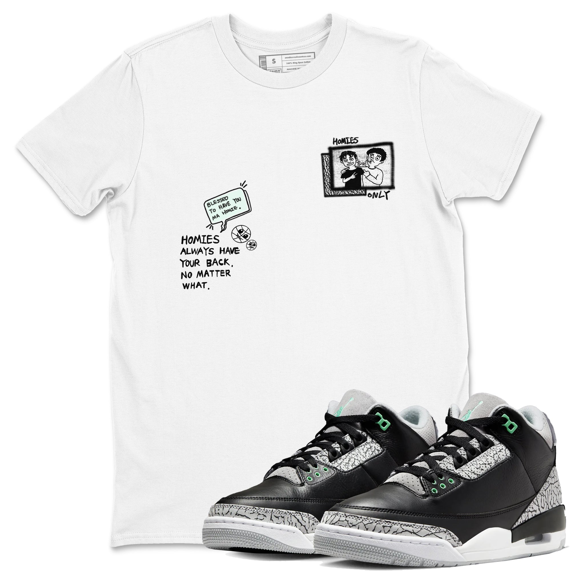 Homies Only snkmatch Tees - Air Jordan 3 Green Glow