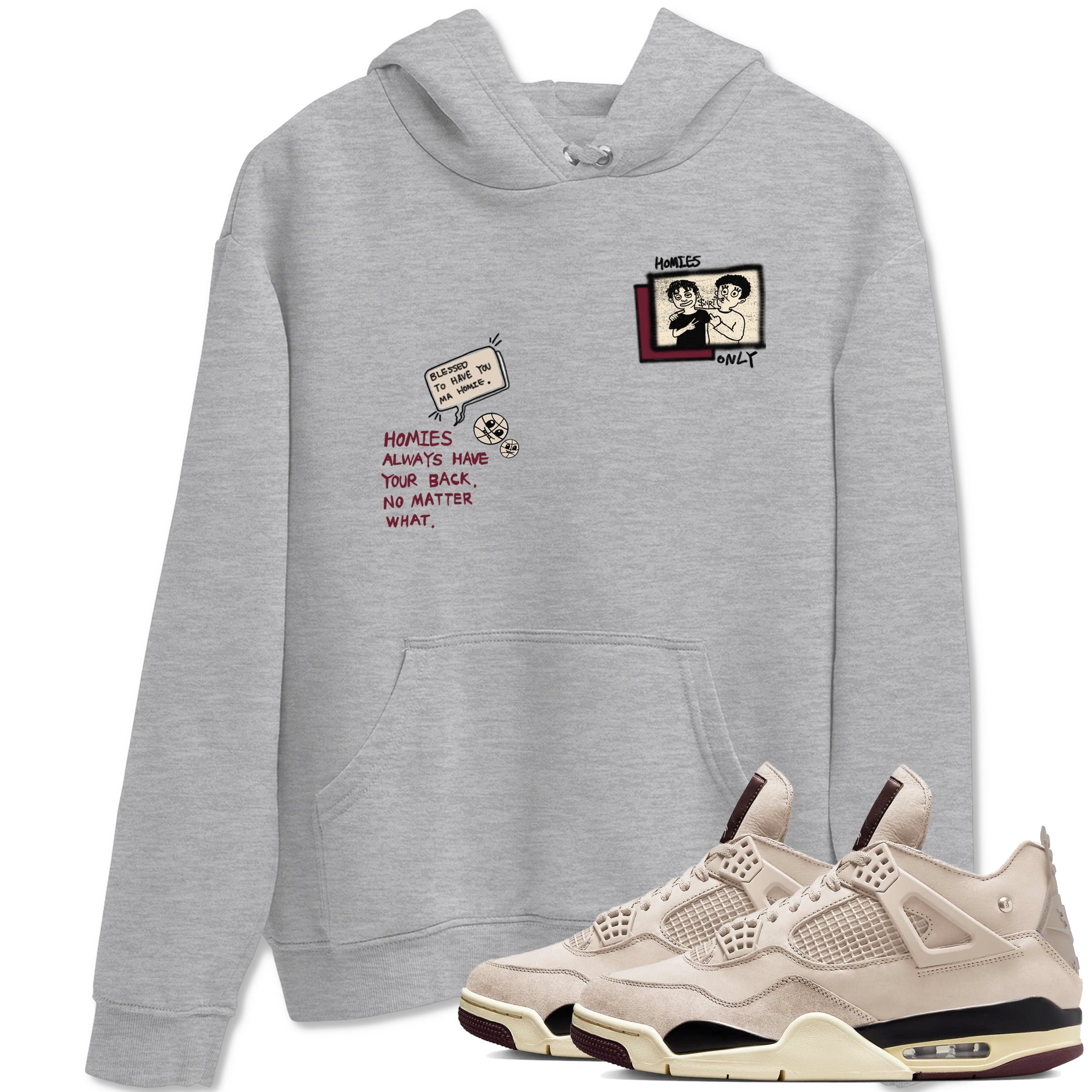 Homies Only snkmatch Tees - Air Jordan 4 A Ma Maniere x Fossil Stone