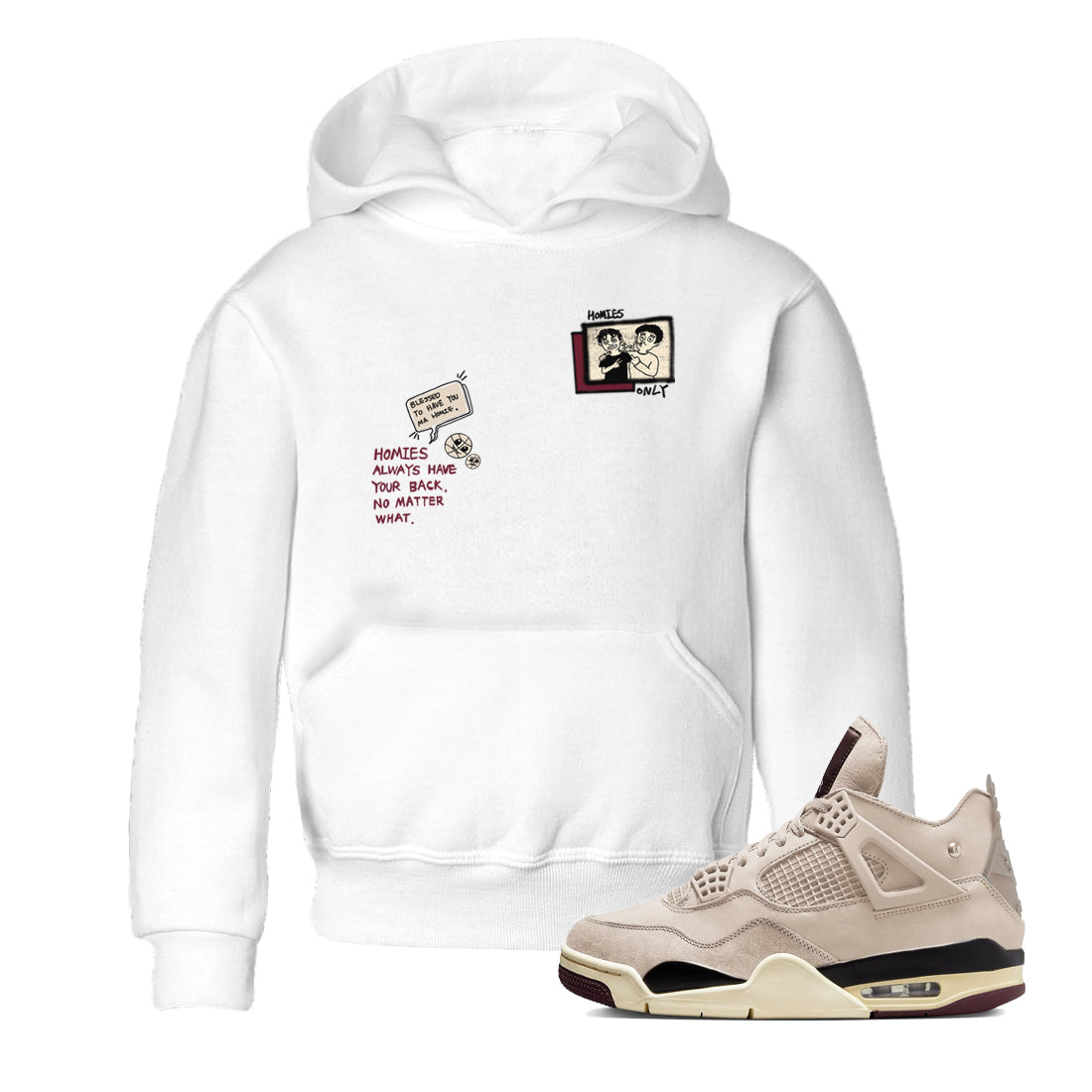 Homies Only snkmatch Tees Kids - Air Jordan 4 A Ma Maniere x Fossil Stone