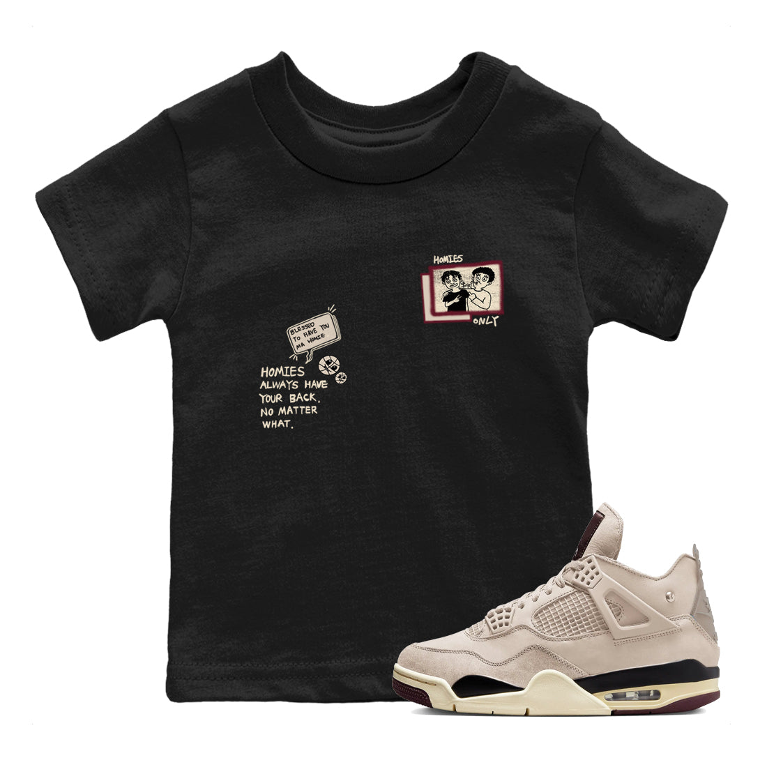 Homies Only snkmatch Tees Kids - Air Jordan 4 A Ma Maniere x Fossil Stone
