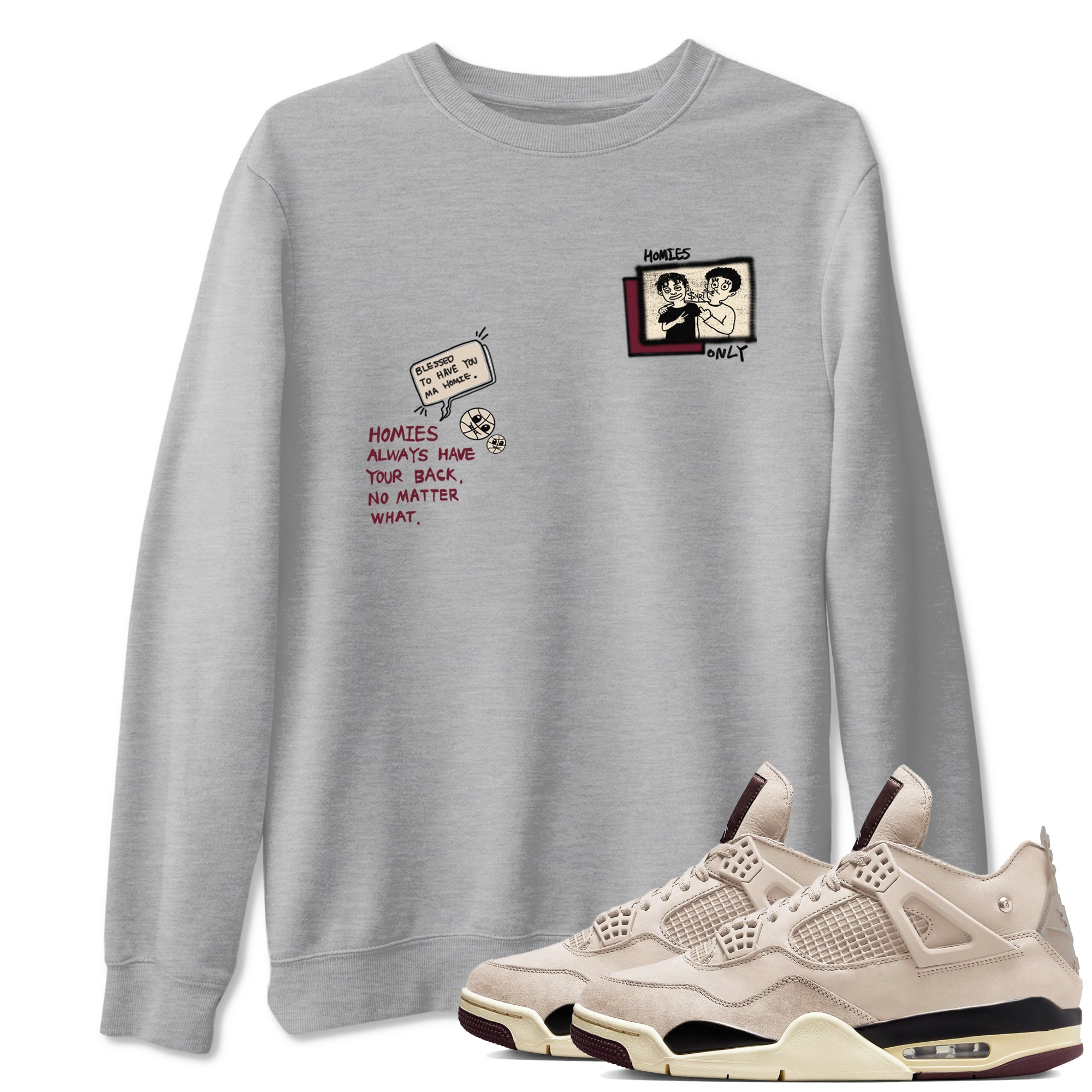 Homies Only snkmatch Tees - Air Jordan 4 A Ma Maniere x Fossil Stone