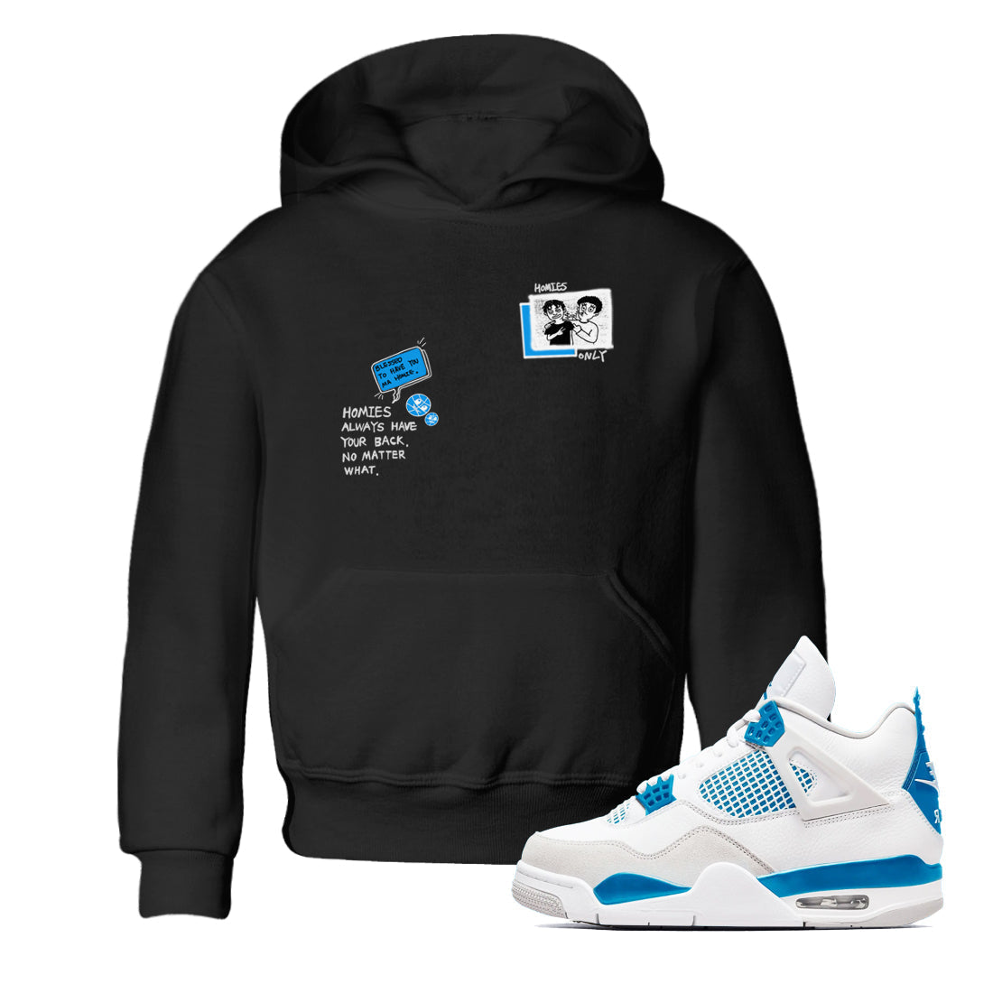 Homies Only snkmatch Tees Kids - Air Jordan 4 Military Blue